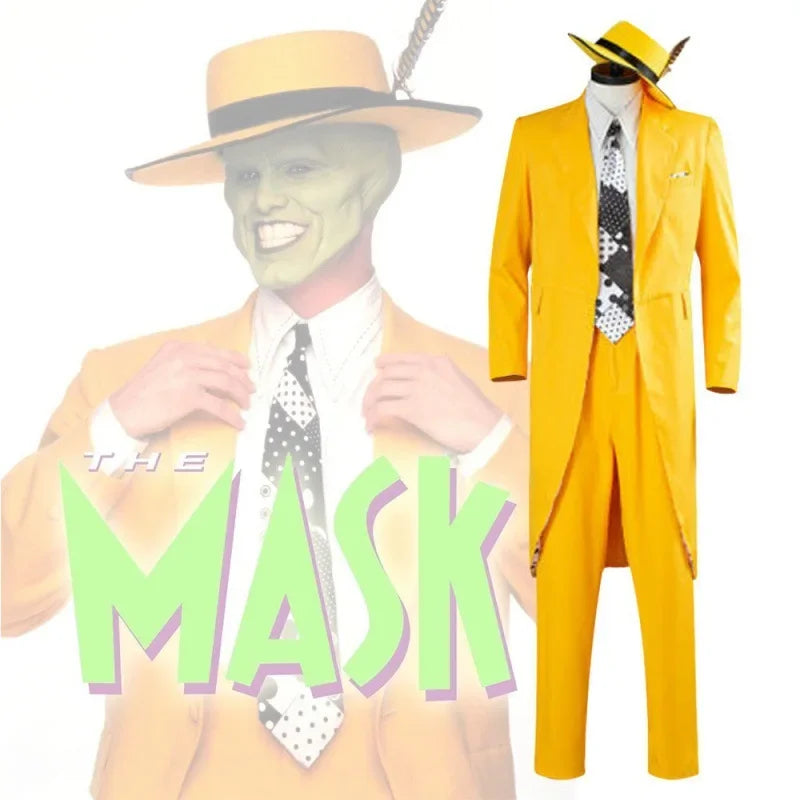 90s Fancy Dress Men's Yellow Gangster Suit The Mask Jim Carrey Costume