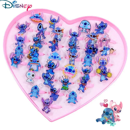 10/20/36pcs Disney Cartoon Stitch Girls Anime Rings Children's Toys Acrylic Ring Party Figure Jeweller Rings Kid Toys Gifts-36pcs-