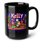 KELLY Black Mug, (15oz) - unique presents for Kelly-15oz-