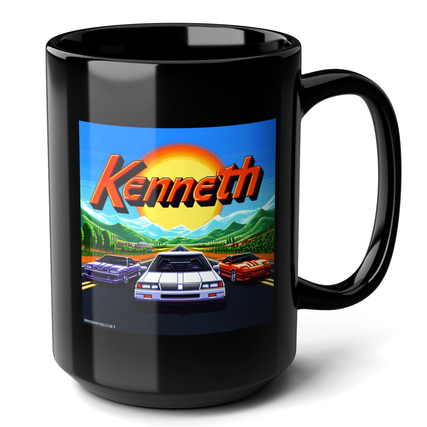 KENNETH Black Mug, (15oz) - custom gifts for Kenneth-15oz-