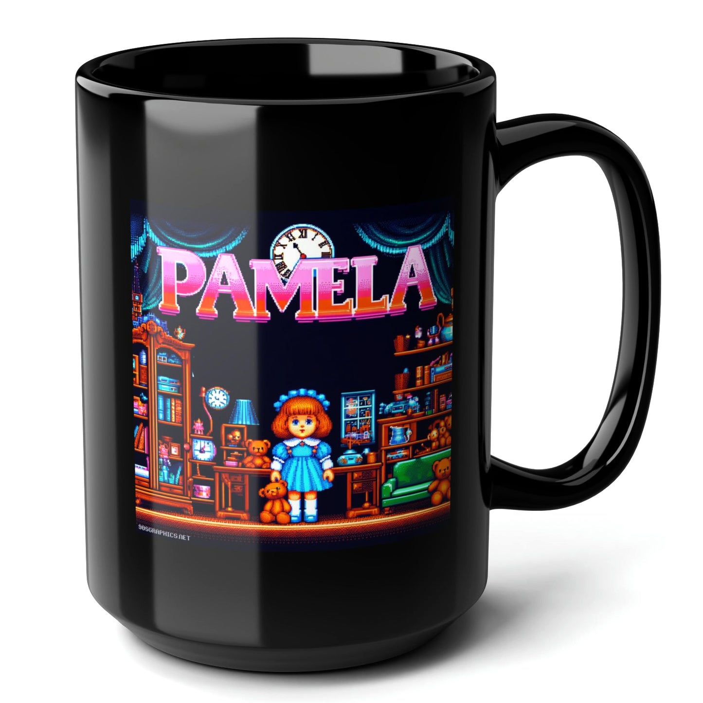 PAMELA Black Mug, (15oz) - special gifts for Pamela-15oz-