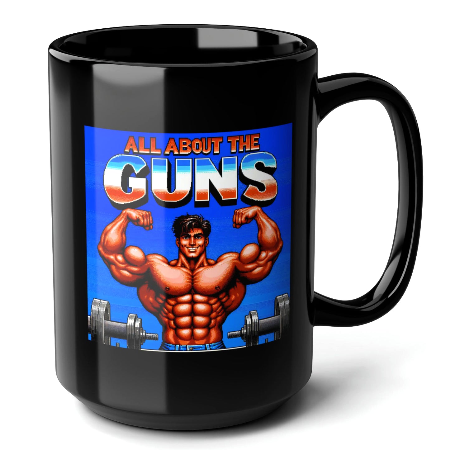 ALL ABOUT THE GUNS Black Mug (15oz) - christmas presents for gym lovers-15oz-