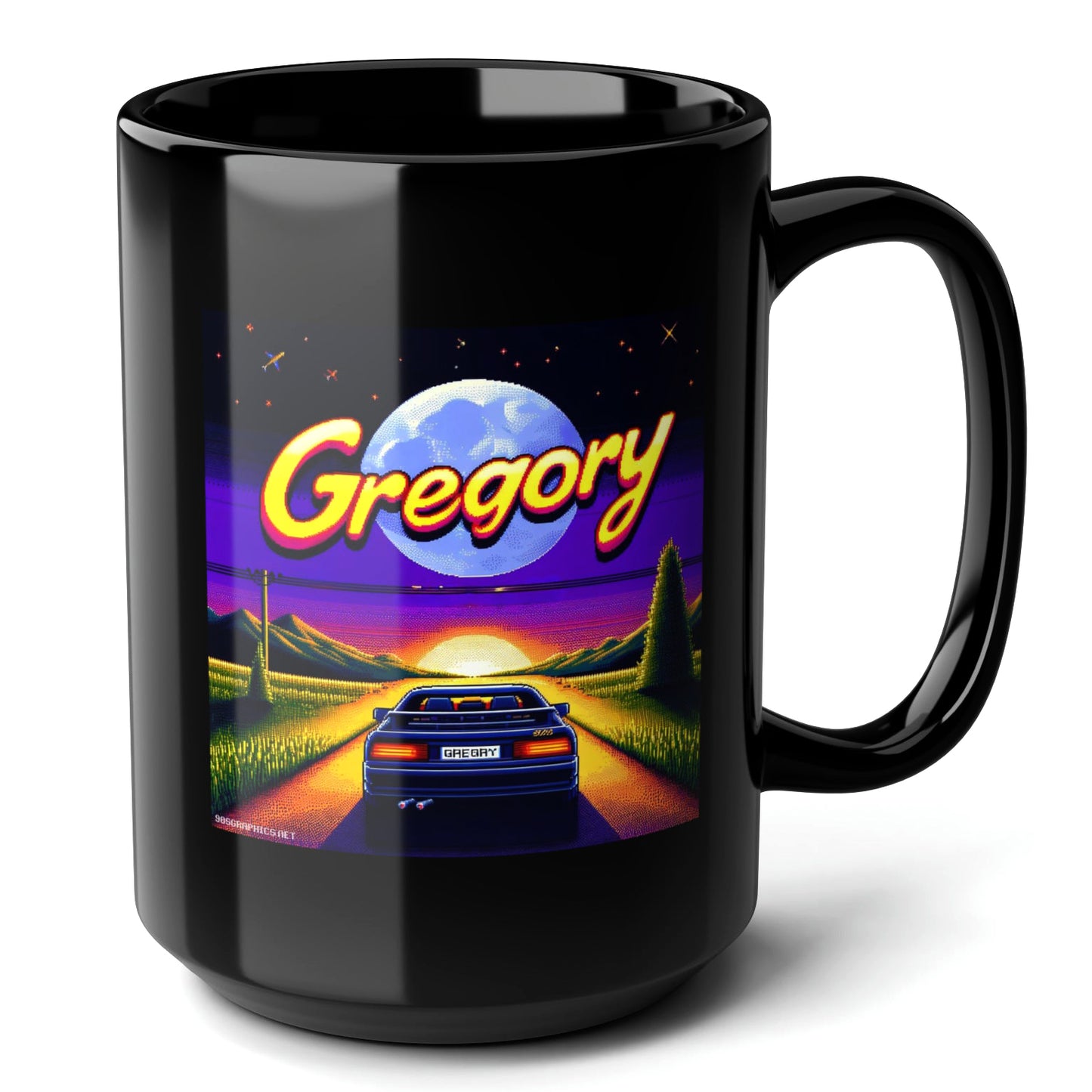 GREGORY Black Mug, (15oz) - unique name sake gifts for Gregory-15oz-