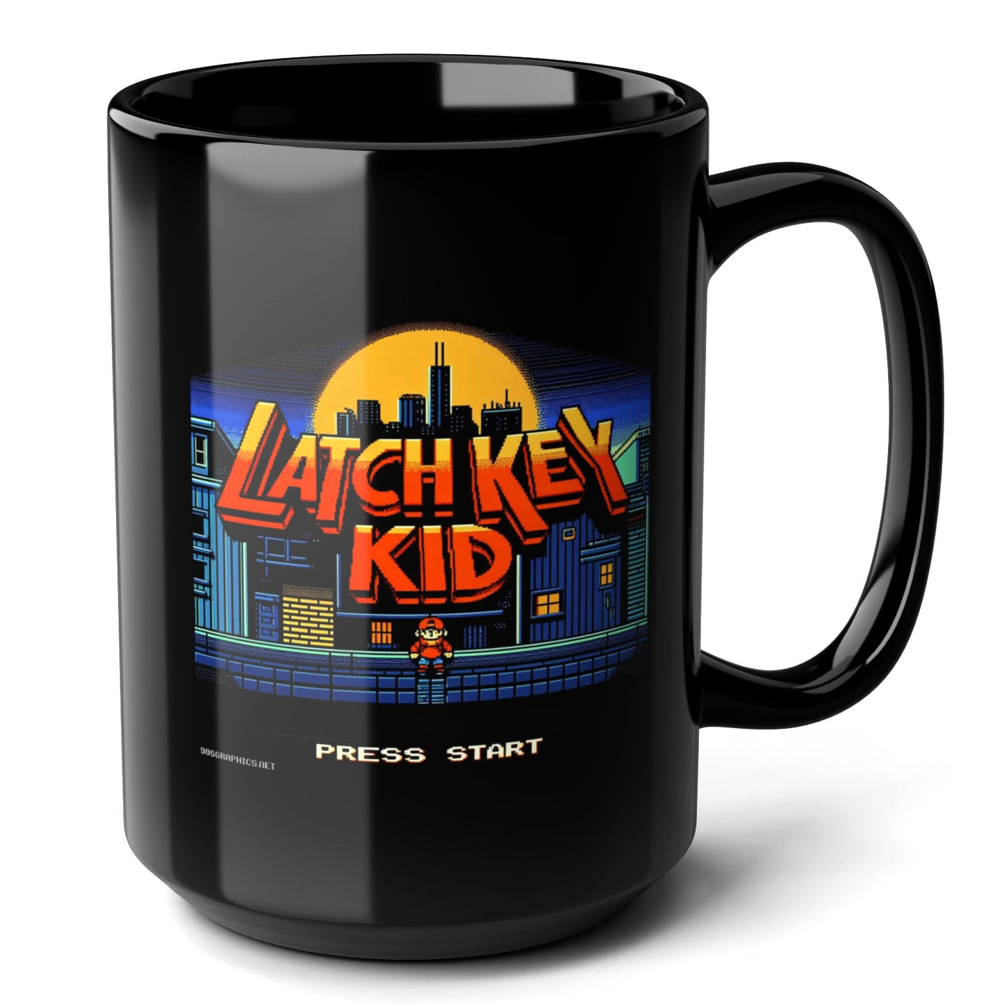 Latch Key Kid Black Mug (15oz) - unique gifts for video gamers-15oz-