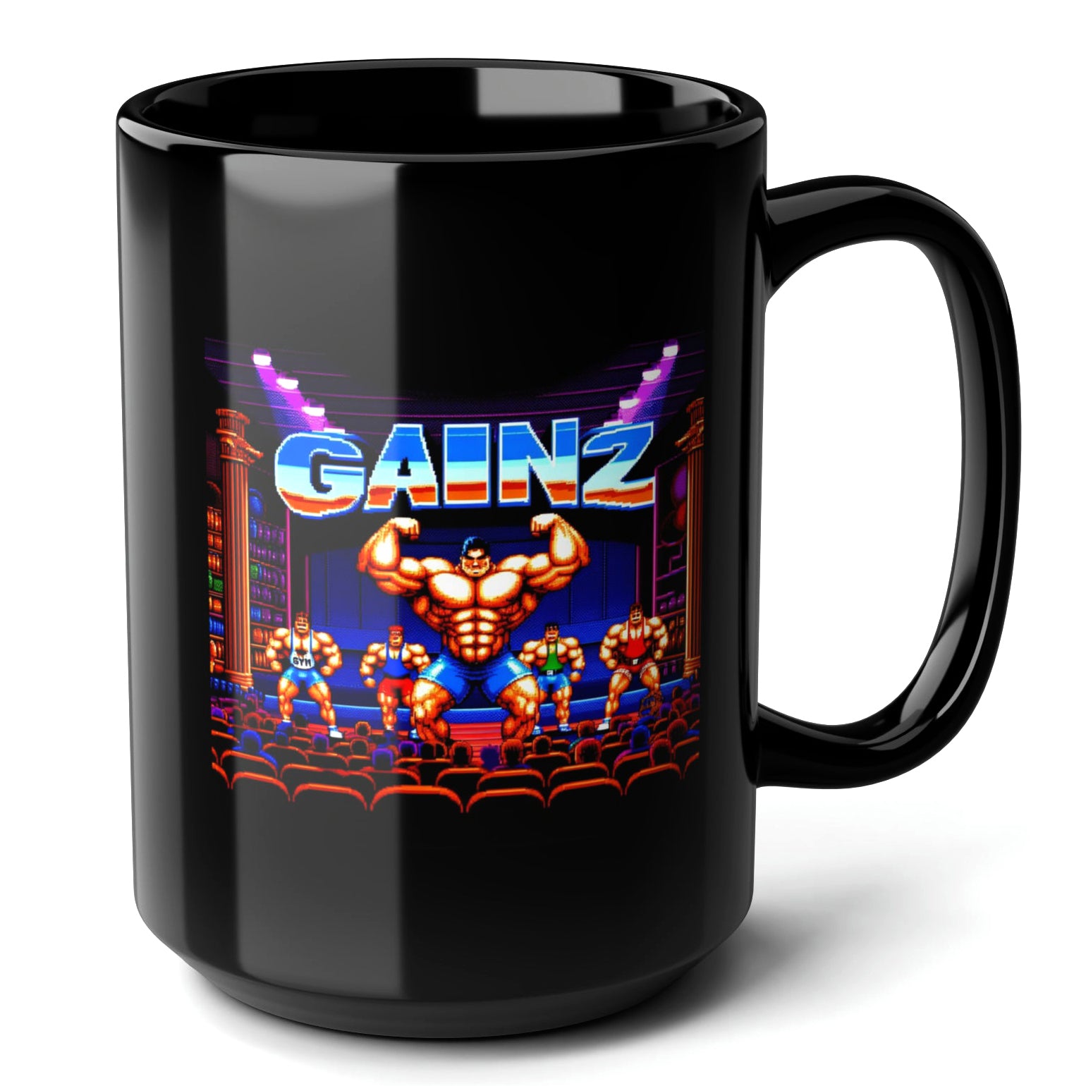 GAINZ Black Mug (15oz) - gift for gym lovers-15oz-