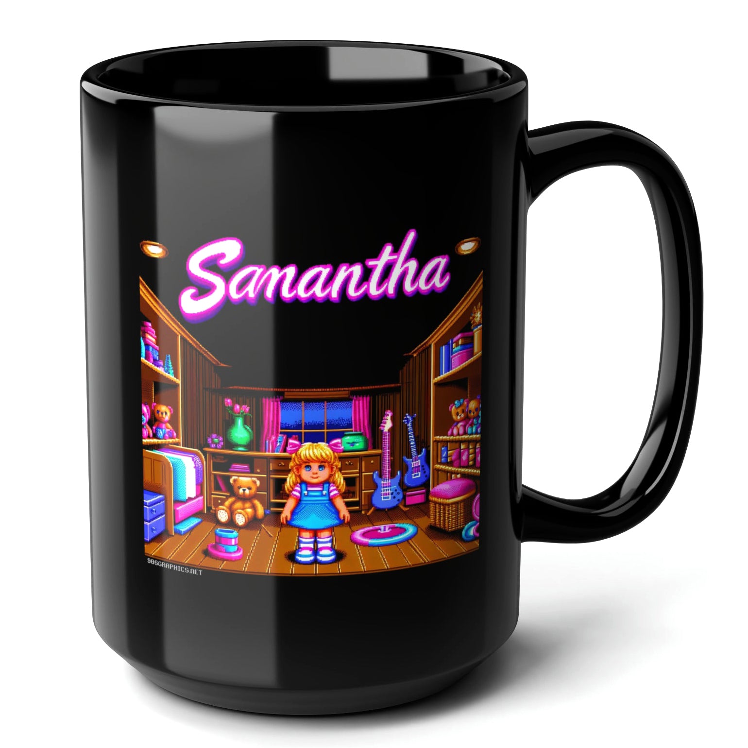 SAMANTHA Black Mug, (15oz) - personalized name gifts for Samantha-15oz-