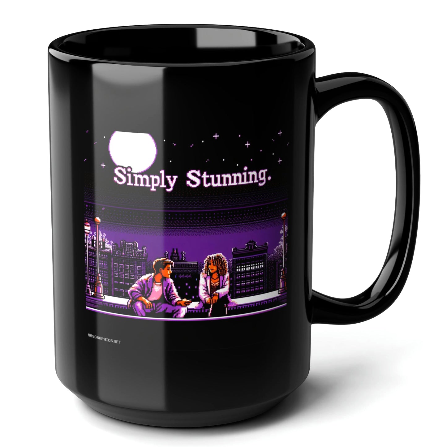 SIMPLY STUNNING Black Mug, (15oz) - unique gifts for retro lovers-15oz-