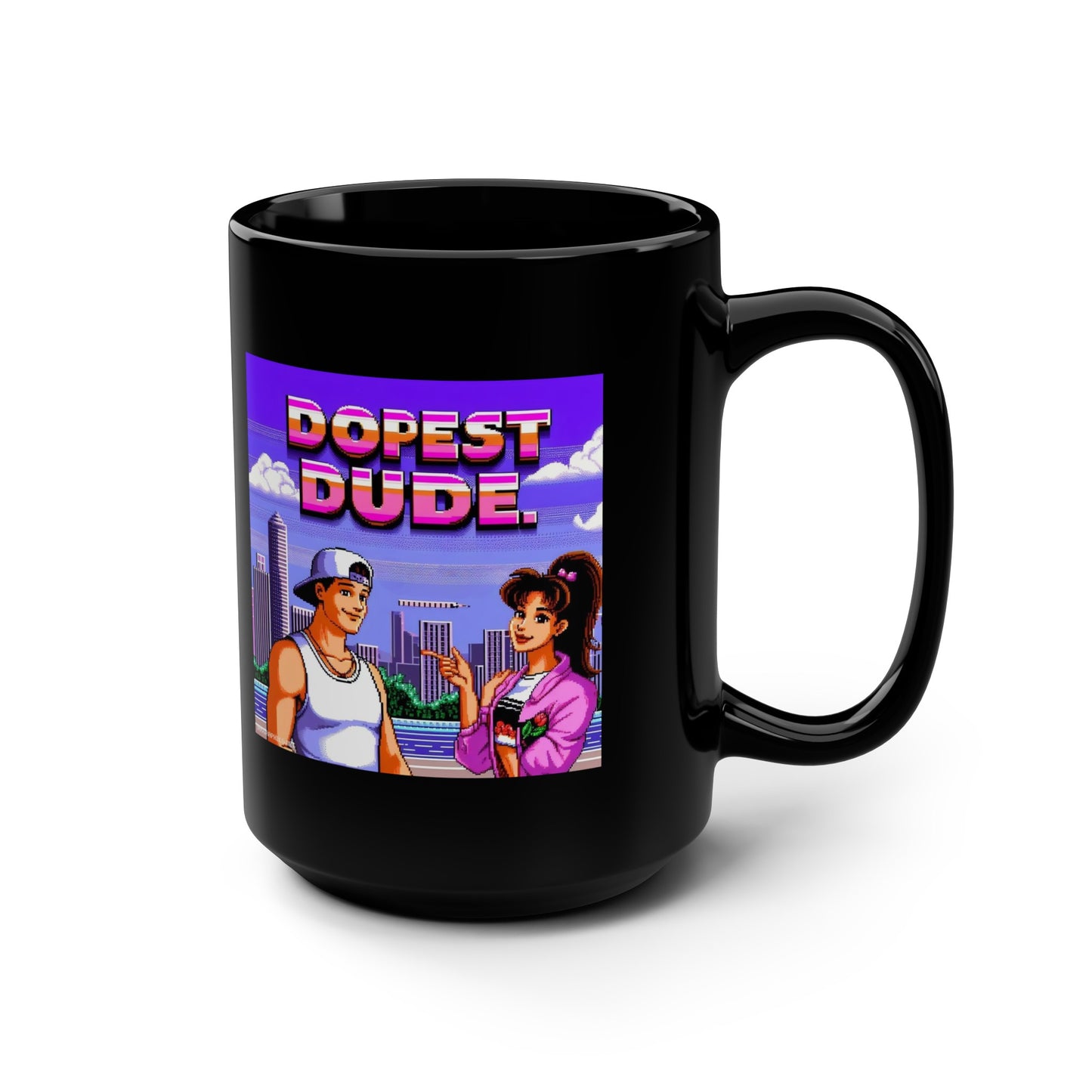 DOPESET DUDE Black Mug, (15oz) - christmas presents for 90s graphics lovers-15oz-