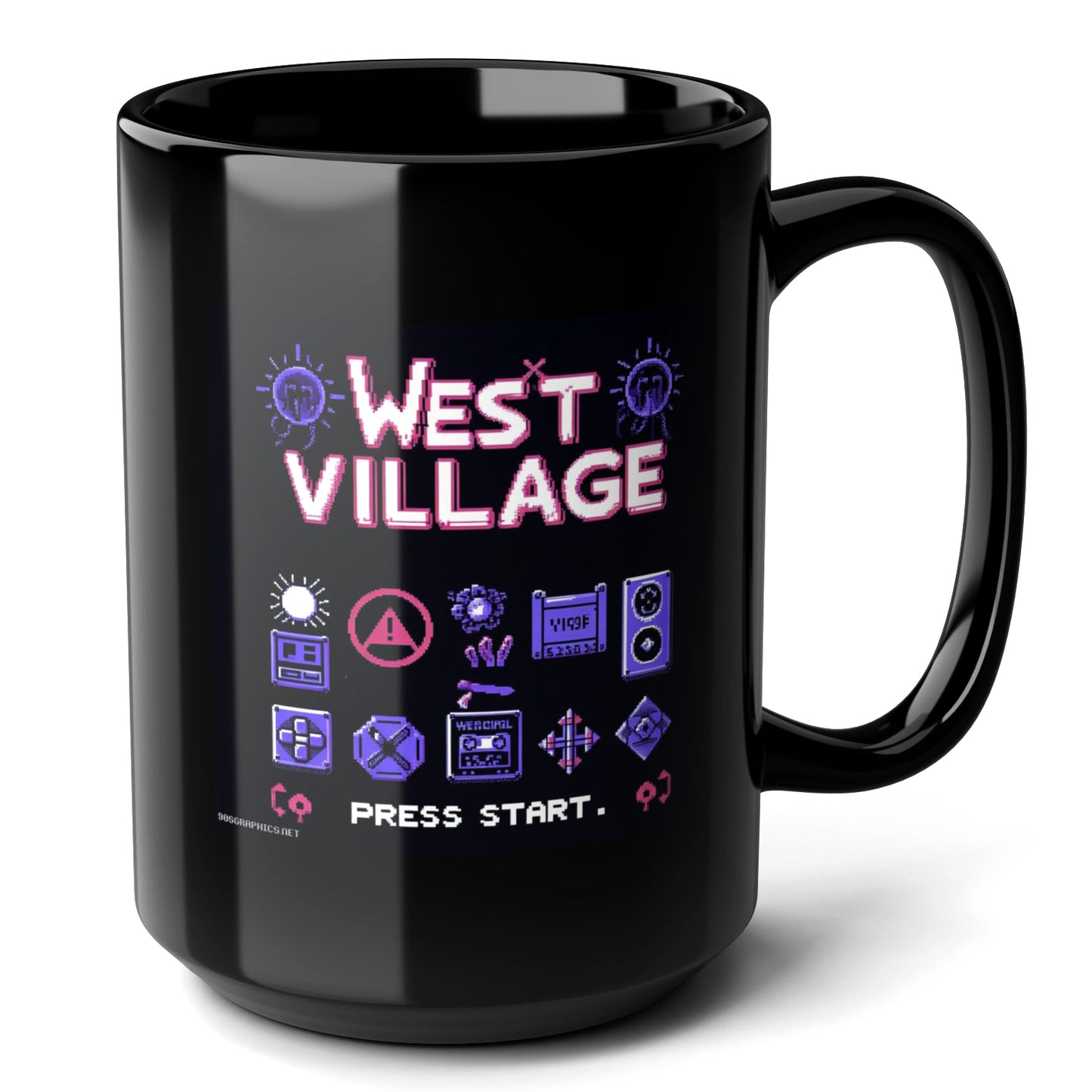 West Village Black Mug (15oz) - best gifts for video gamers-15oz-