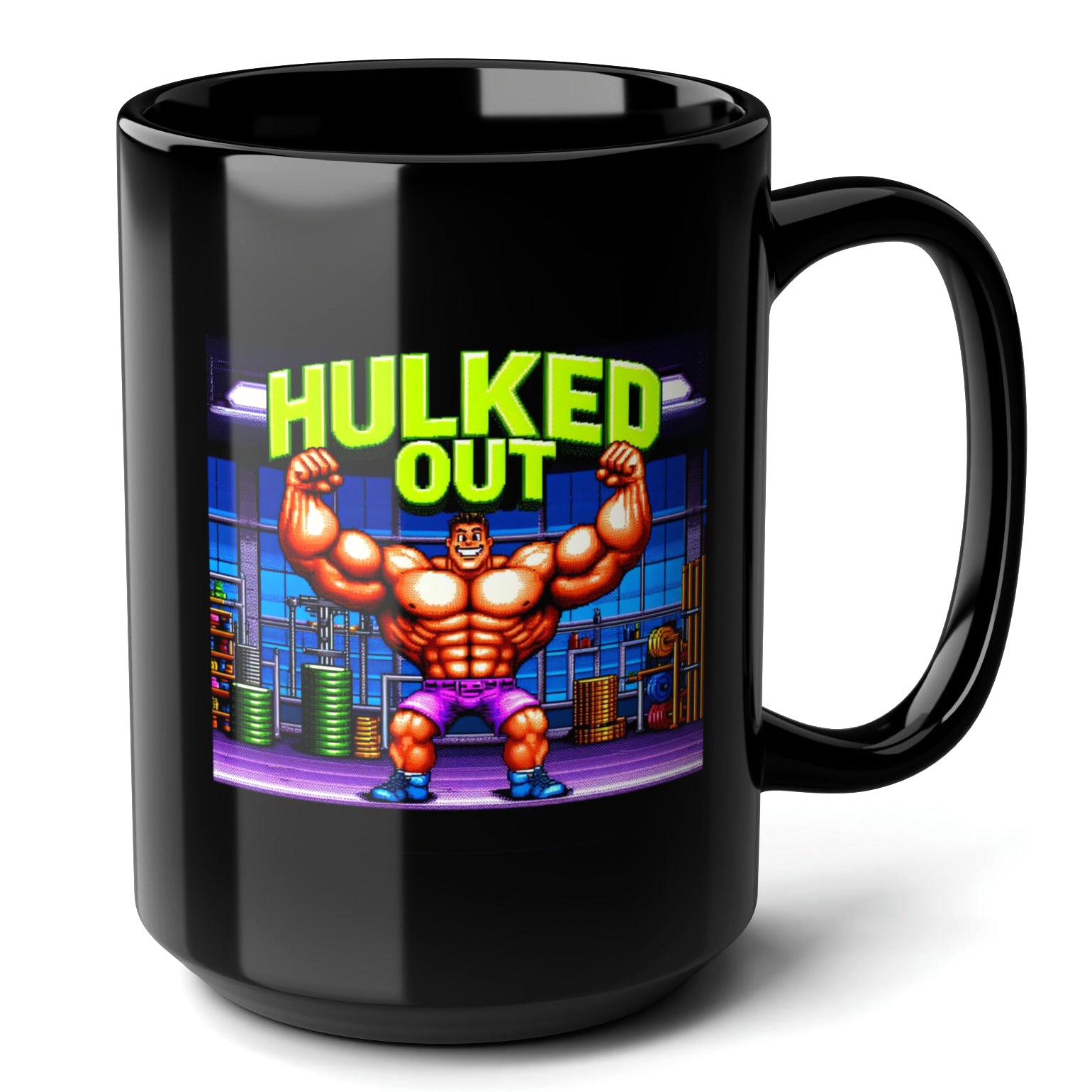 HULKED OUT Black Mug (15oz) - things bodybuilders need-15oz-