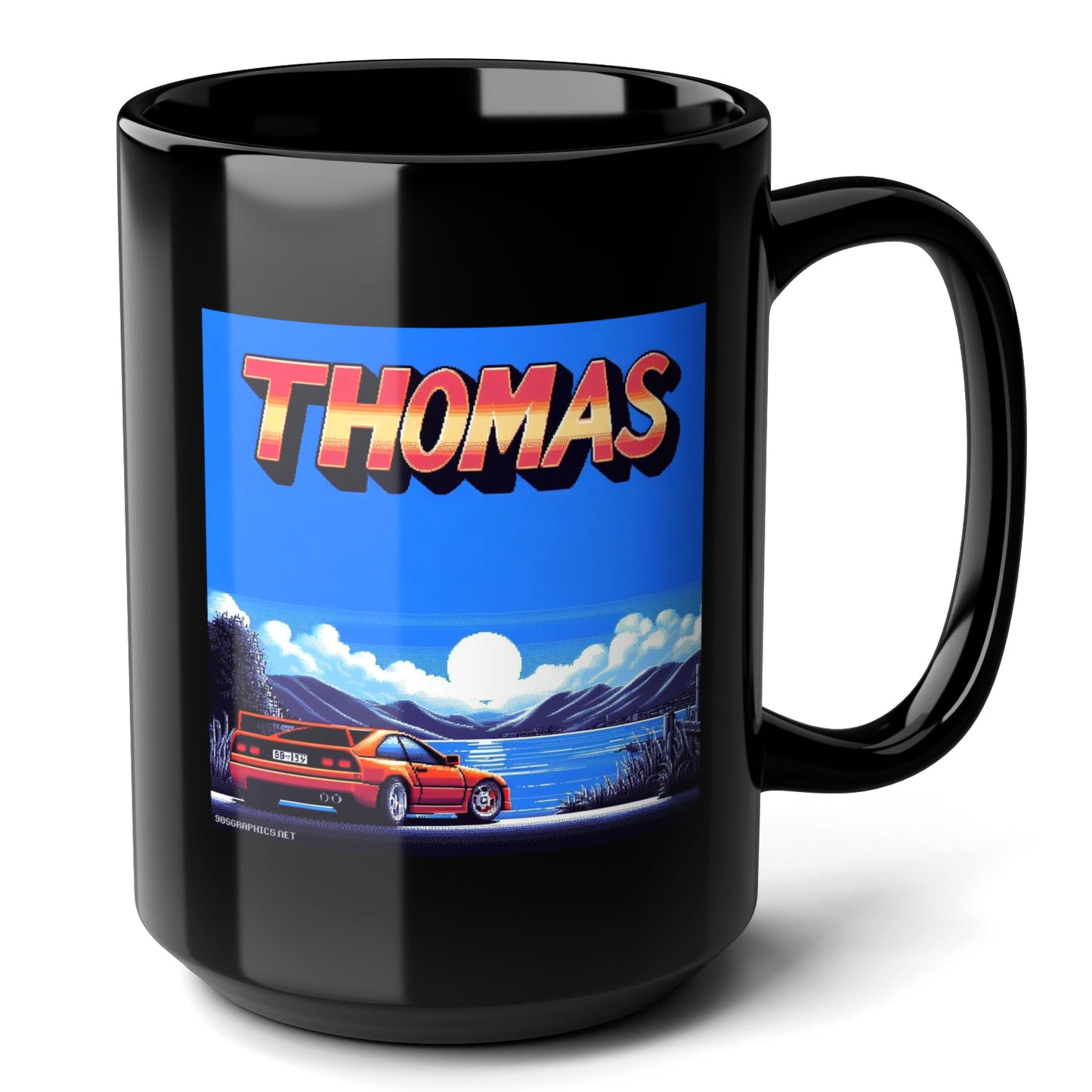 THOMAS Black Mug, (15oz) - custom gifts for Thomas-15oz-