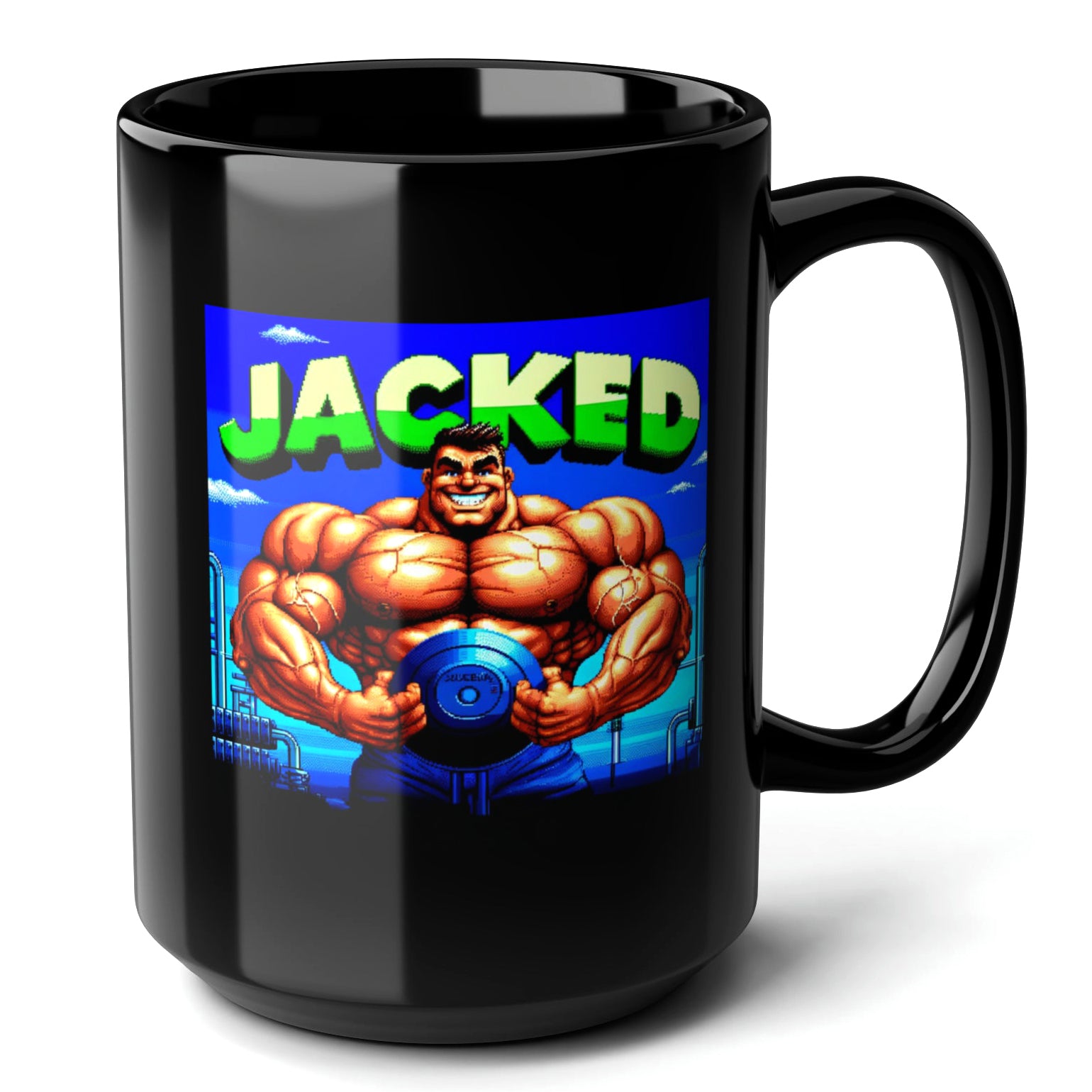 JACKED Black Mug (15oz) - cool christmas gifts for gym lovers-15oz-