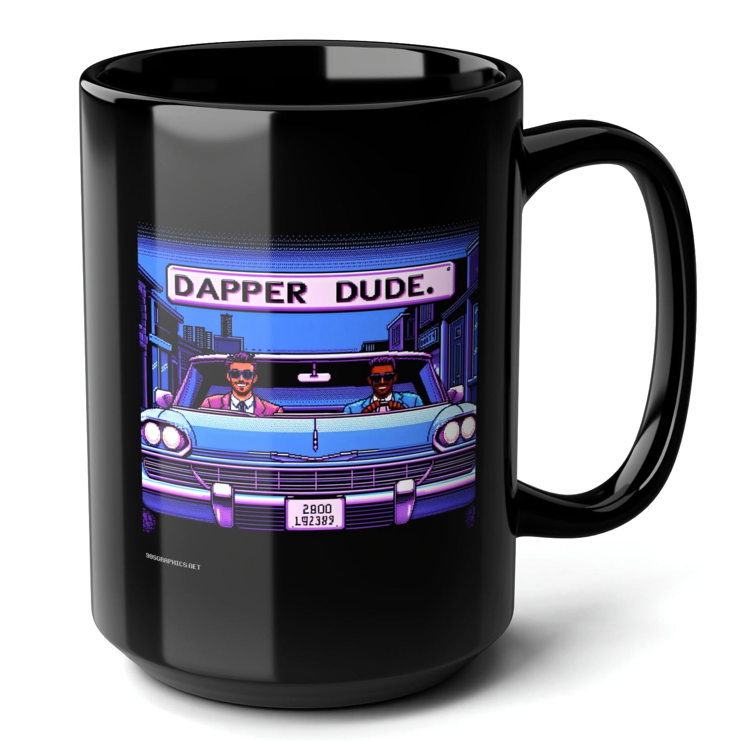 Dapper Dude Black Mug 15oz - great for stylish gamers-15oz-