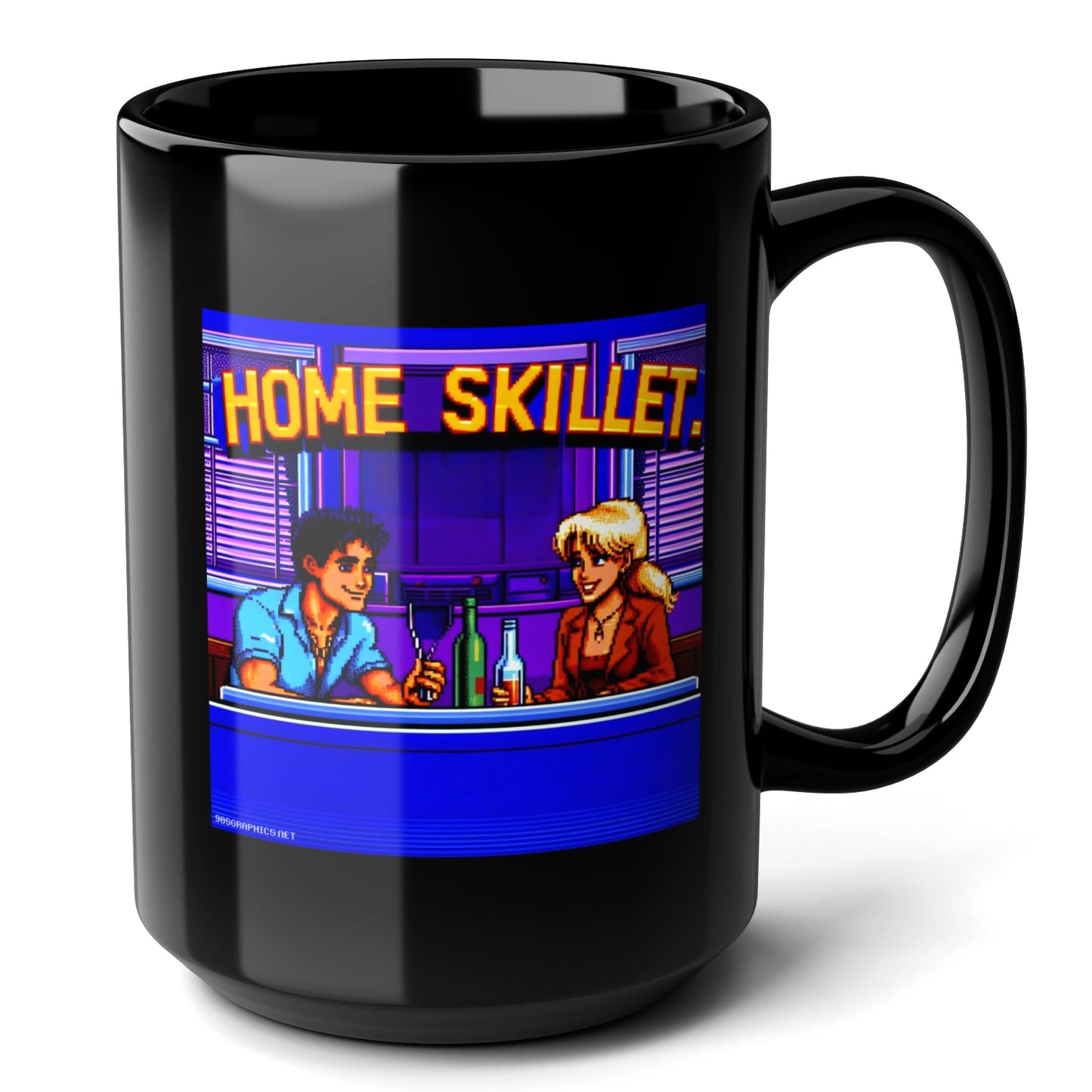 HOME SKILLET Black Mug, (15oz) - gifts for retro lovers-15oz-