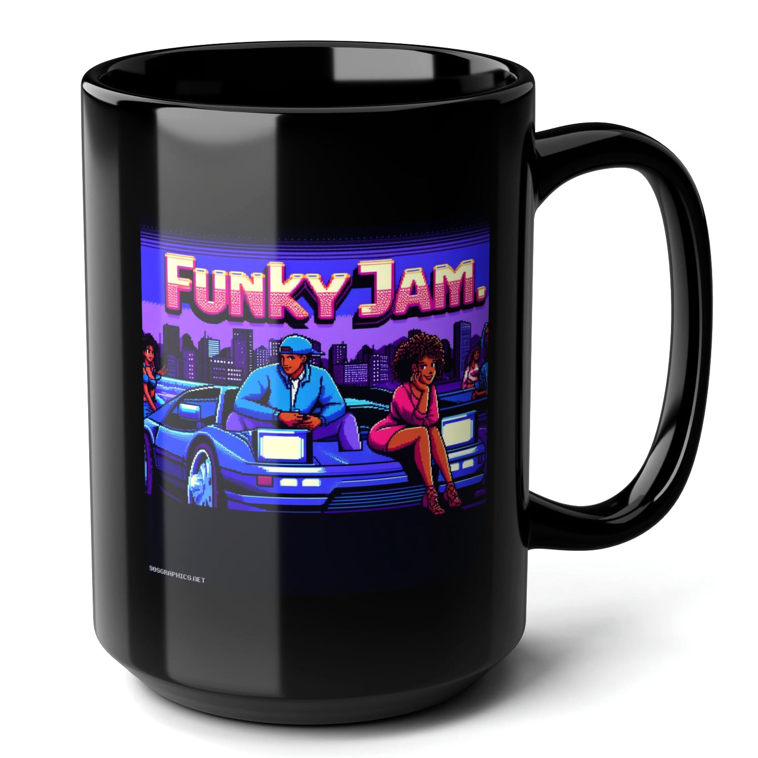 FUNKY JAM Black Mug, (15oz) - christmas presents for retro fans-15oz-