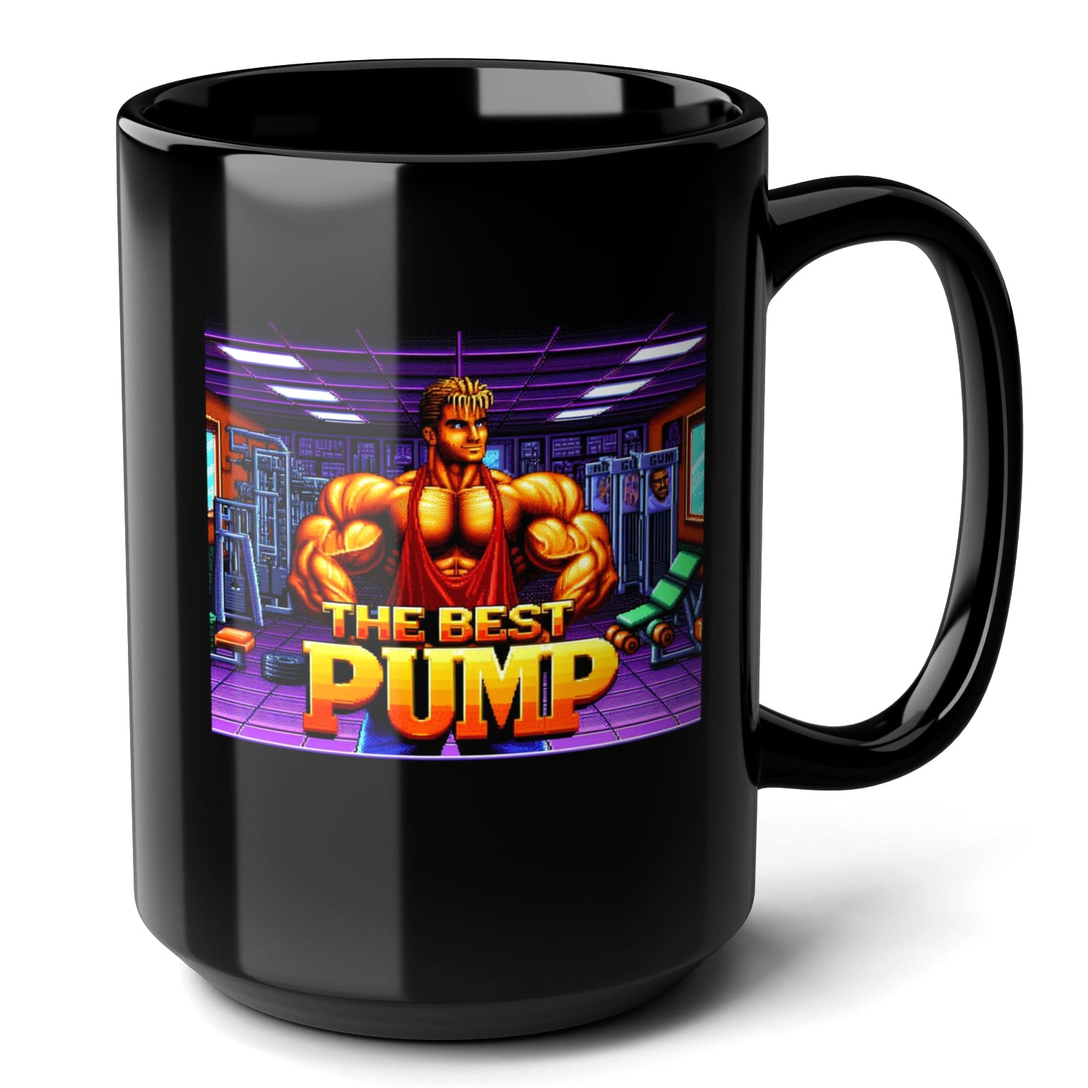 THE BEST PUMP Black Mug (15oz) - gifts for gym lover guys-15oz-