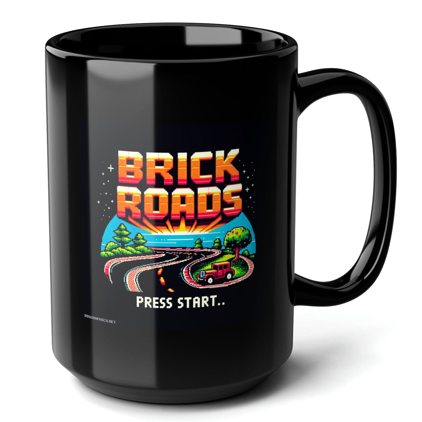 Brick Roads Black Mug (15oz) - gamer boyfriend gifts-15oz-