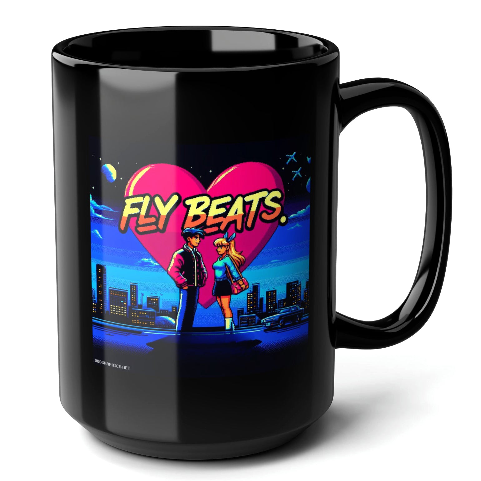 FLY BEATS Black Mug, (15oz) - gifts for retro enthusiasts-15oz-