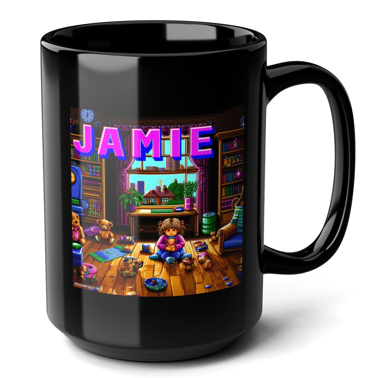 JAMIE Black Mug, (15oz) - special presents for Jamie-15oz-