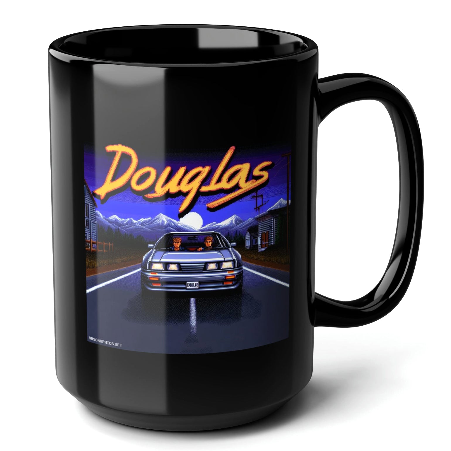 DOUGLAS Black Mug, (15oz) - custom presents for Douglas-15oz-