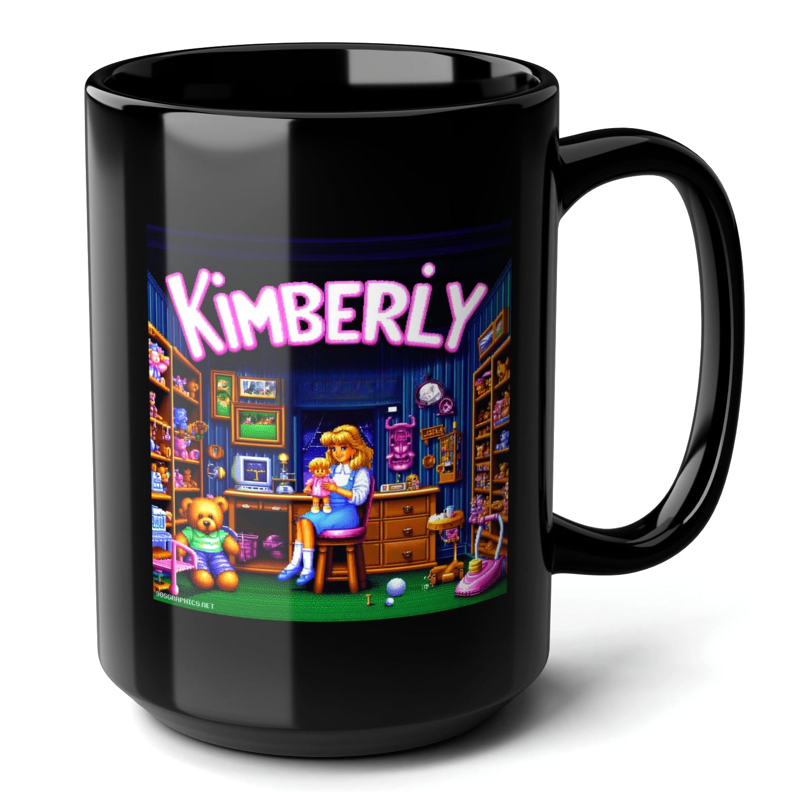 KIMBERLY Black Mug, (15oz) - unique presents for Kimberly-15oz-