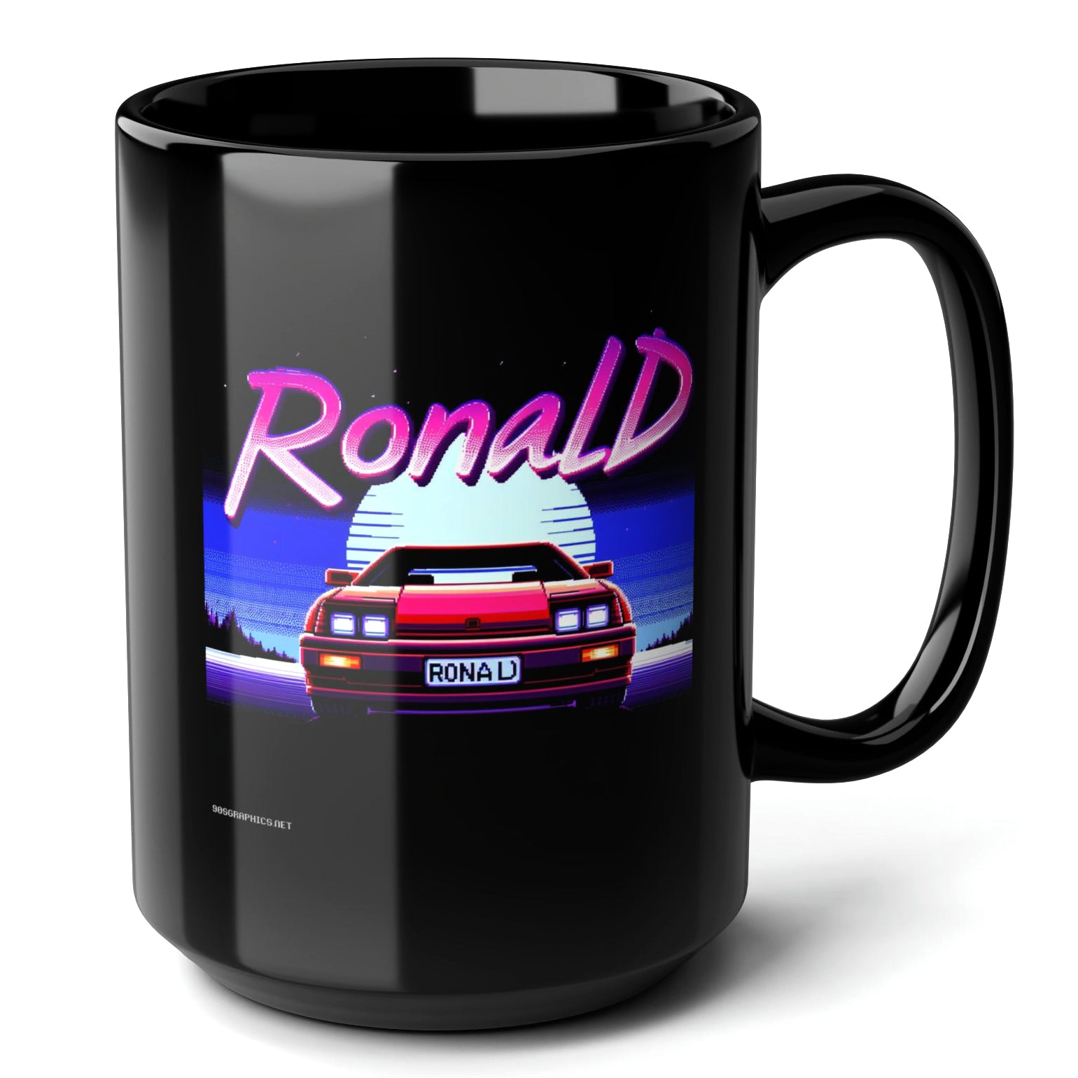 RONALD Black Mug, (15oz) - custom presents for Ronald-15oz-