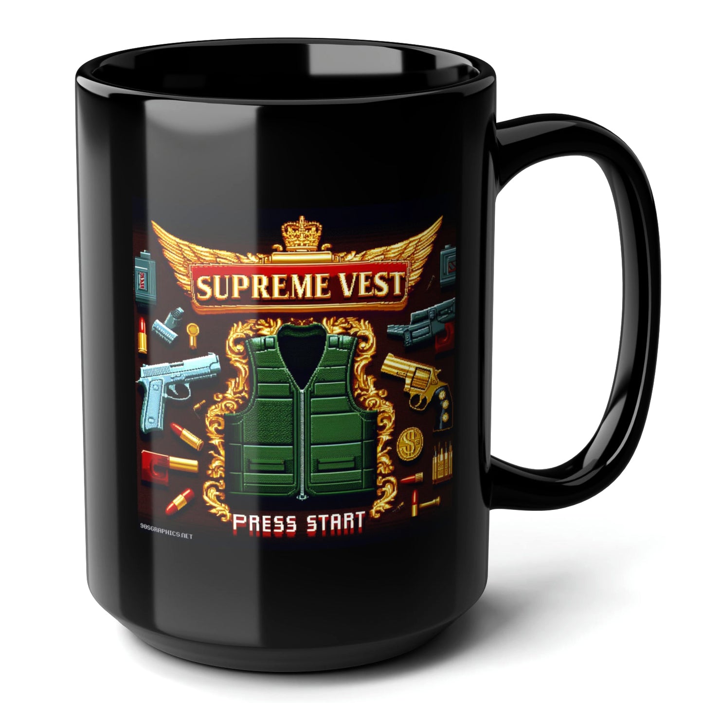 Supreme Vest Black Mug (15oz) - cool gifts for gamers-15oz-