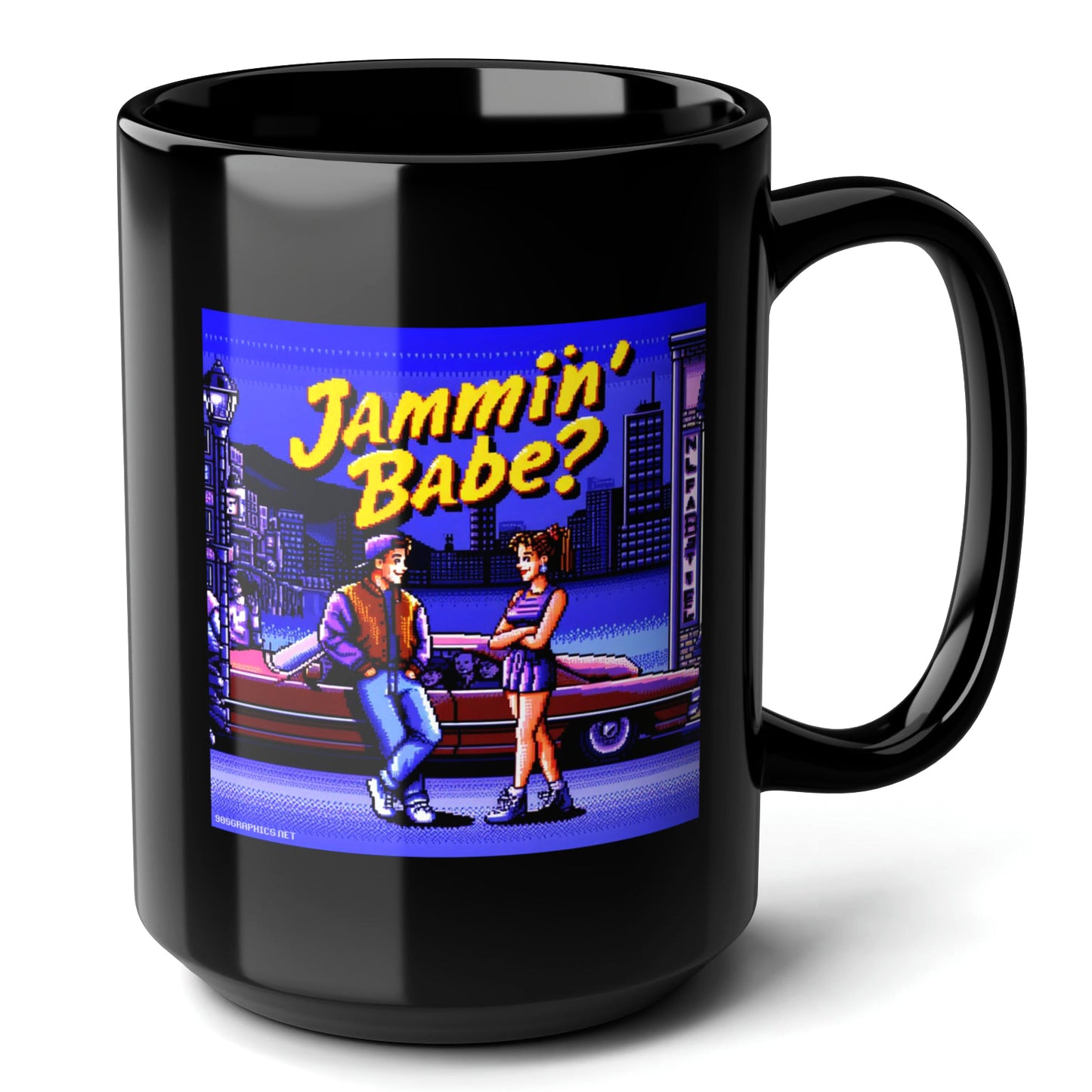 JAMMIN BABE Black Mug, (15oz) - christmas presents for 90s throwback enthusiasts-15oz-