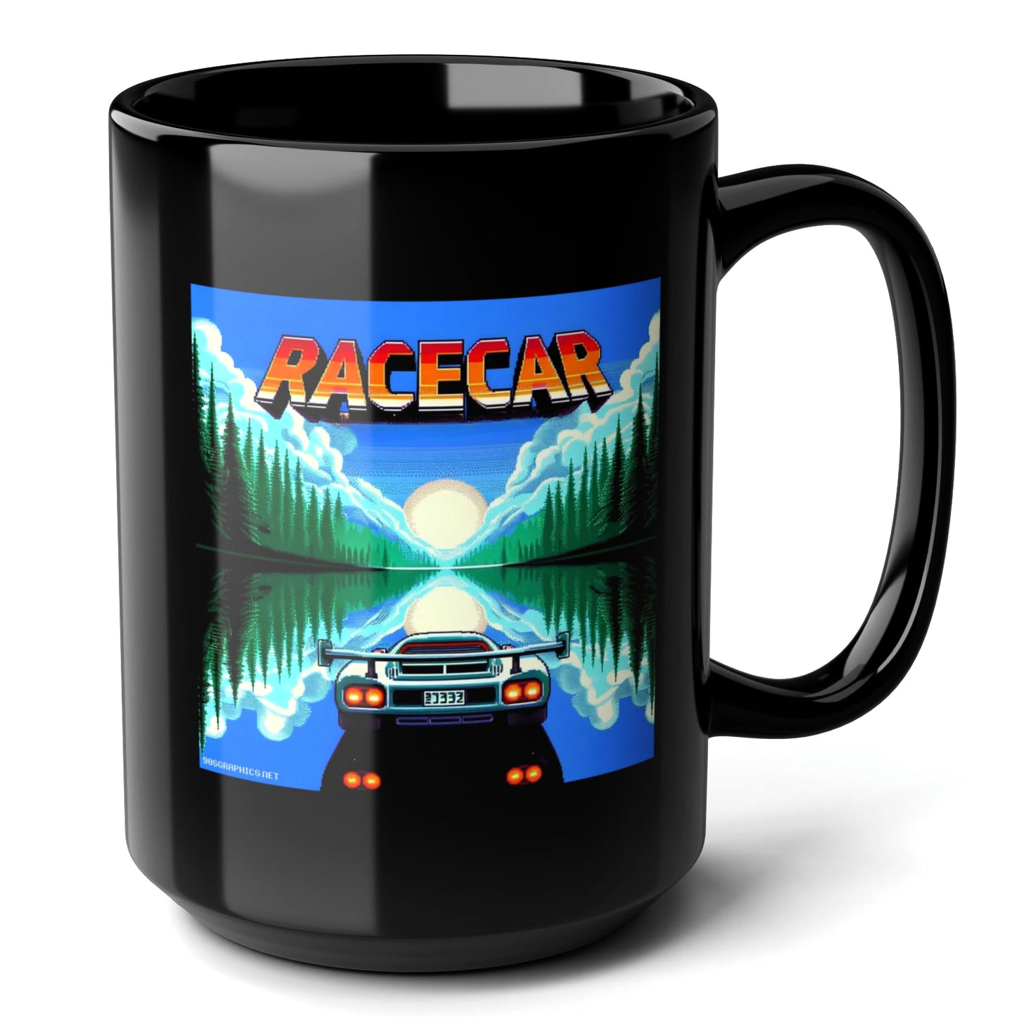 Race Car Black Mug 15oz - ideal for racing game aficionados-15oz-