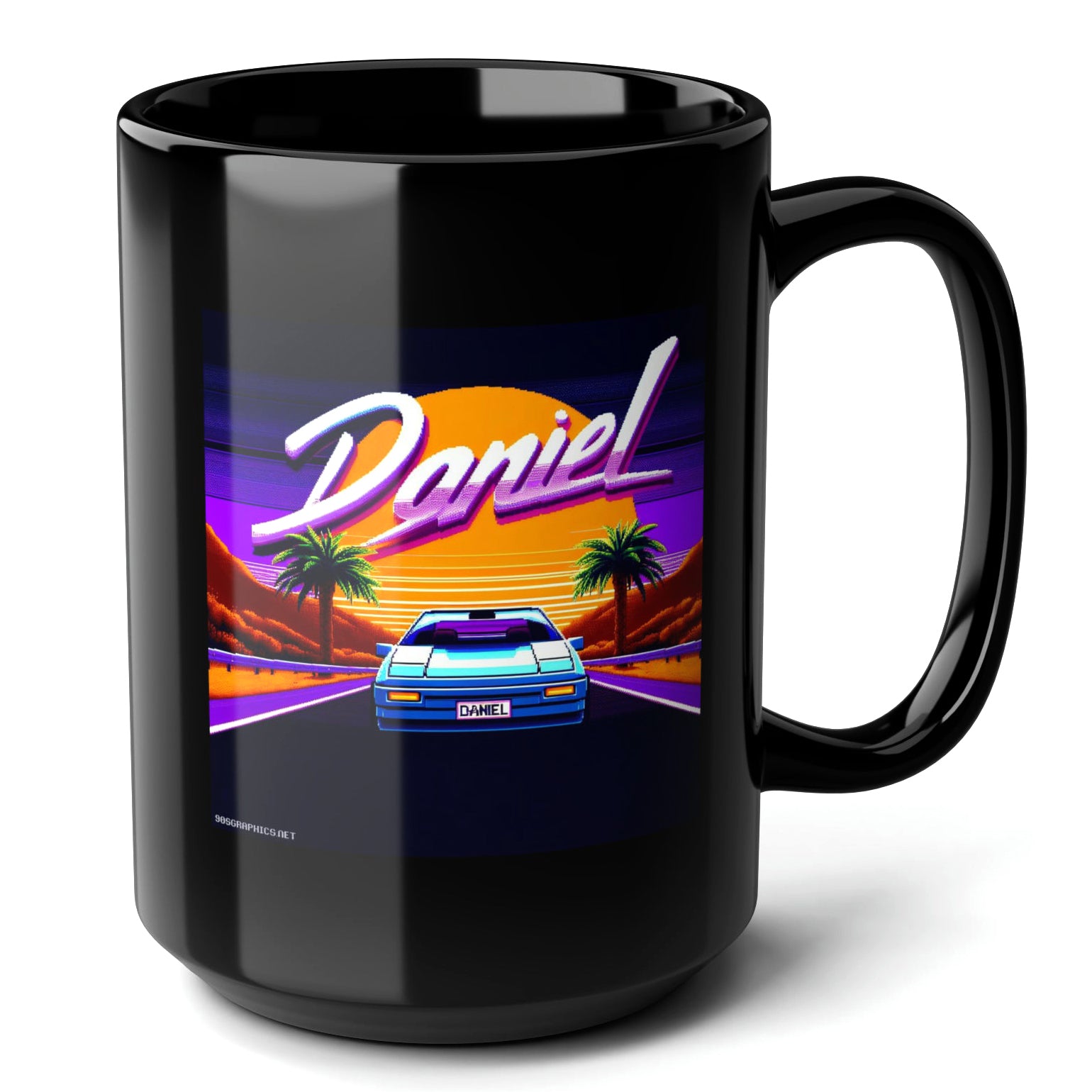 DANIEL Black Mug, (15oz) - name sake presents for Daniel-15oz-