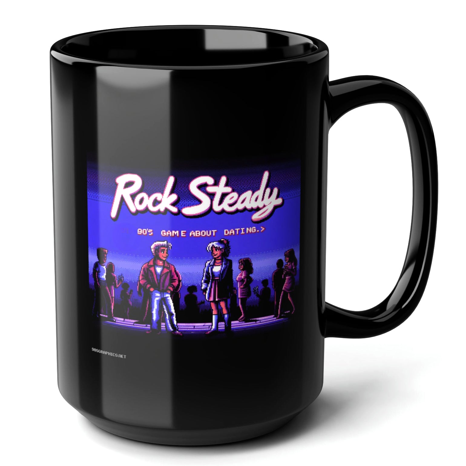 ROCK STEADY Black Mug, (15oz) - cool gifts for retro lovers-15oz-