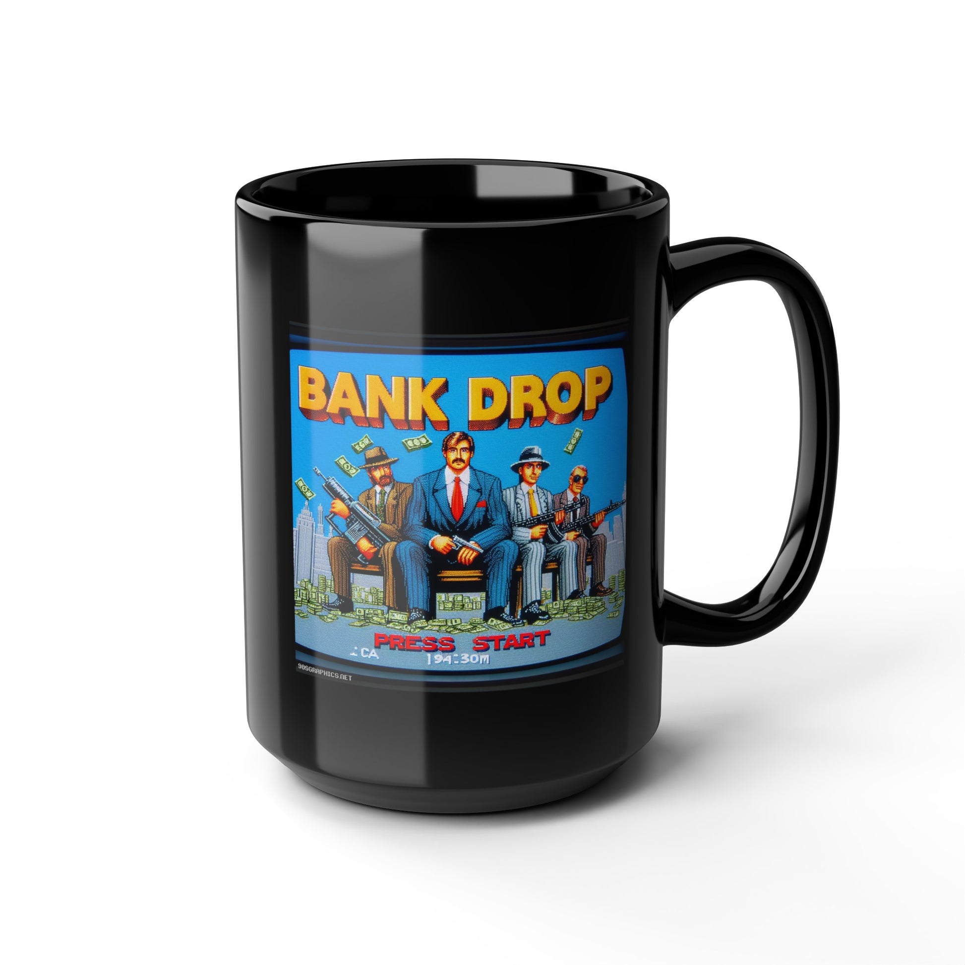 BANK DROP Black Mug, (15oz)-15oz-