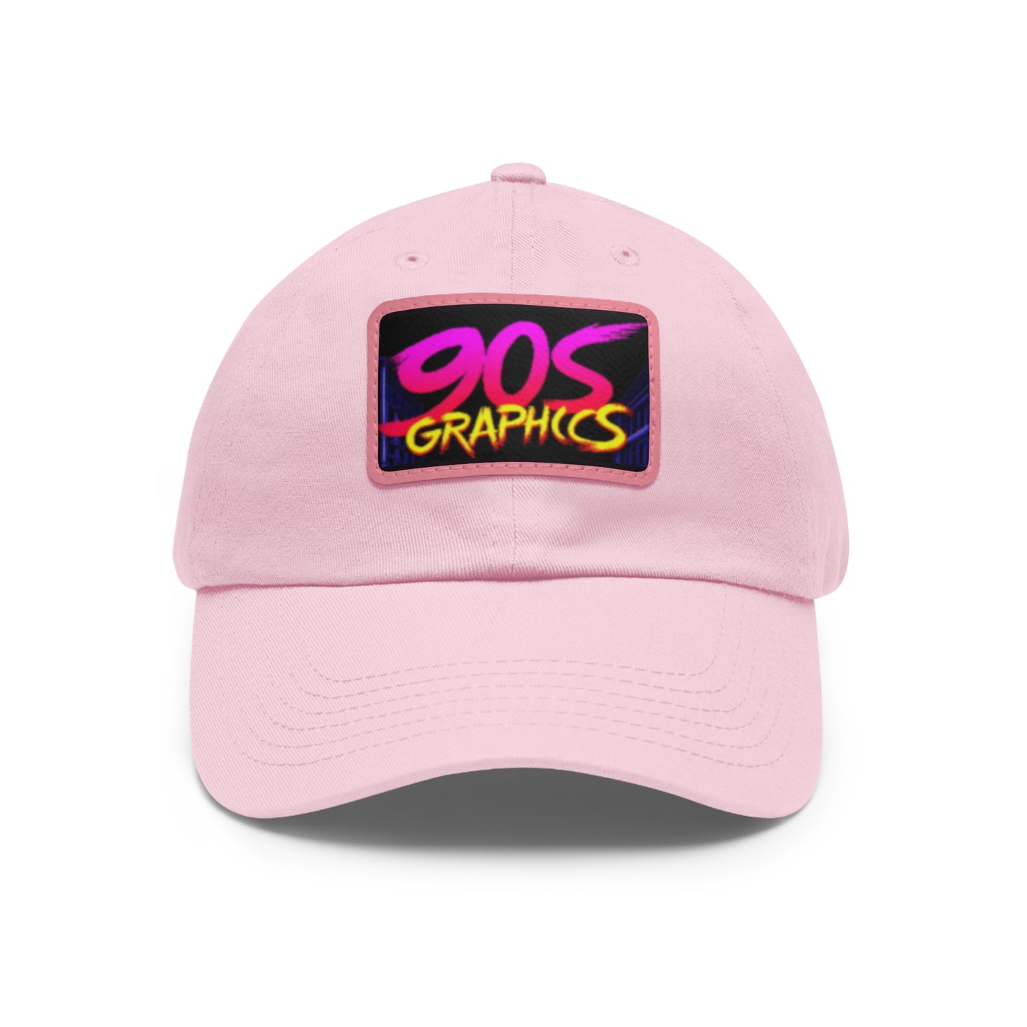 Dad Hat with Leather Patch (Rectangle)-Light Pink / Pink patch-Rectangle-One size