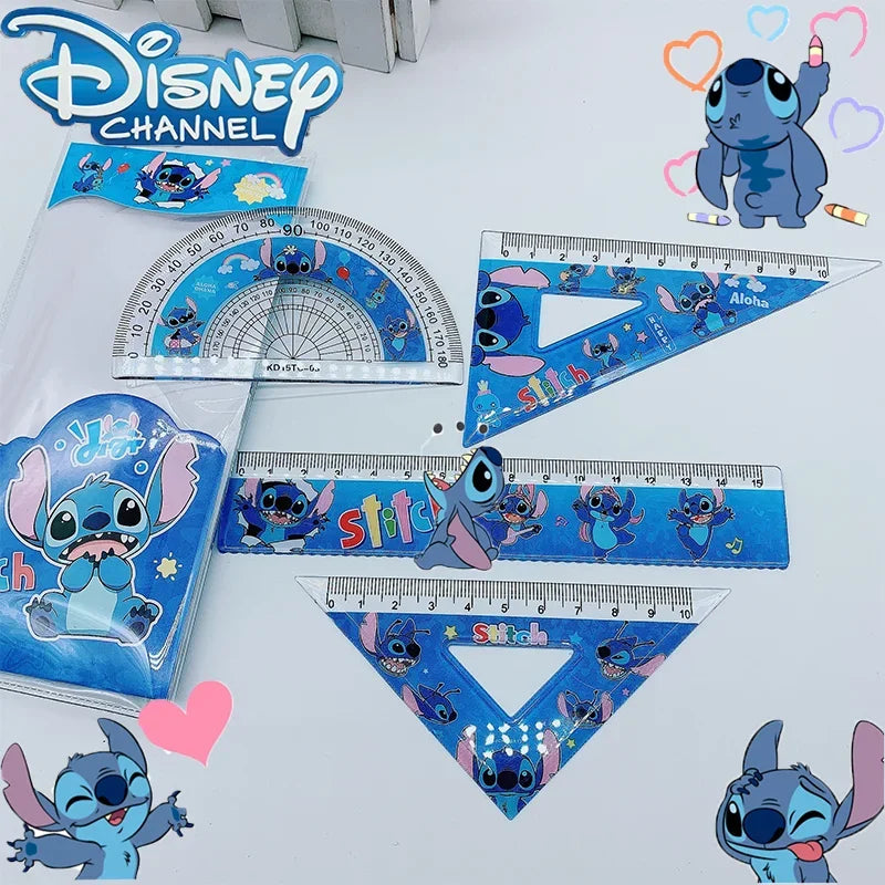 1Set Stitch Creative Ruler Set Student Study Stationery Ruler Triangle Protractor Set School Supplies Wholesale Kid Gift-1set-