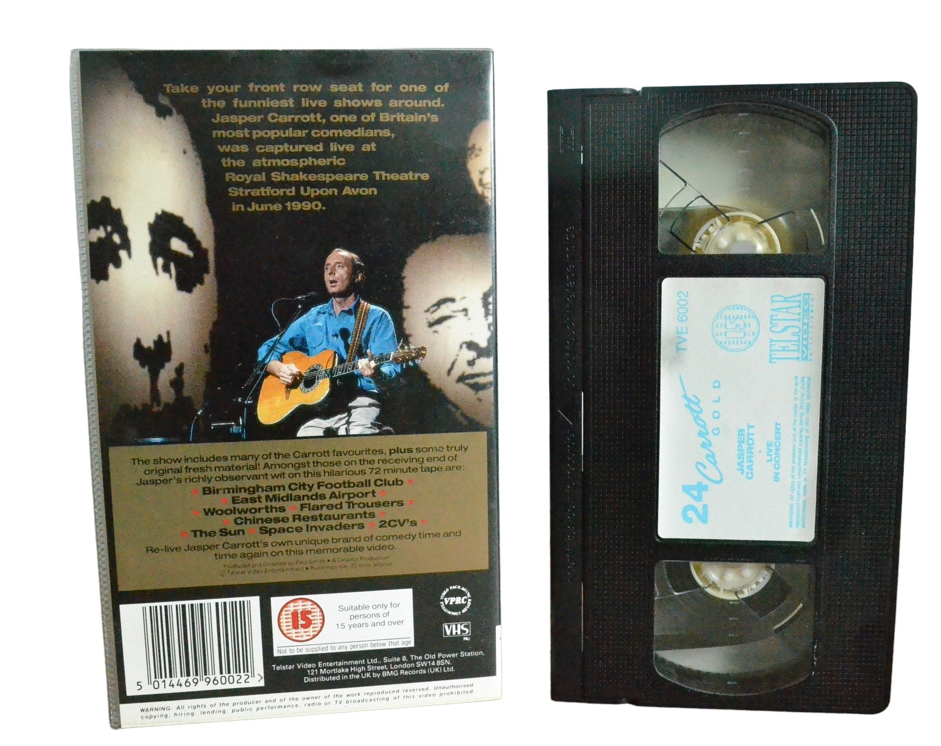 24 Carrott Gold : Jasper Carrott - Live In Concert - Jasper Carrott - Telstar Video Entertainment - TVE6002 - Comedy - Pal - VHS-