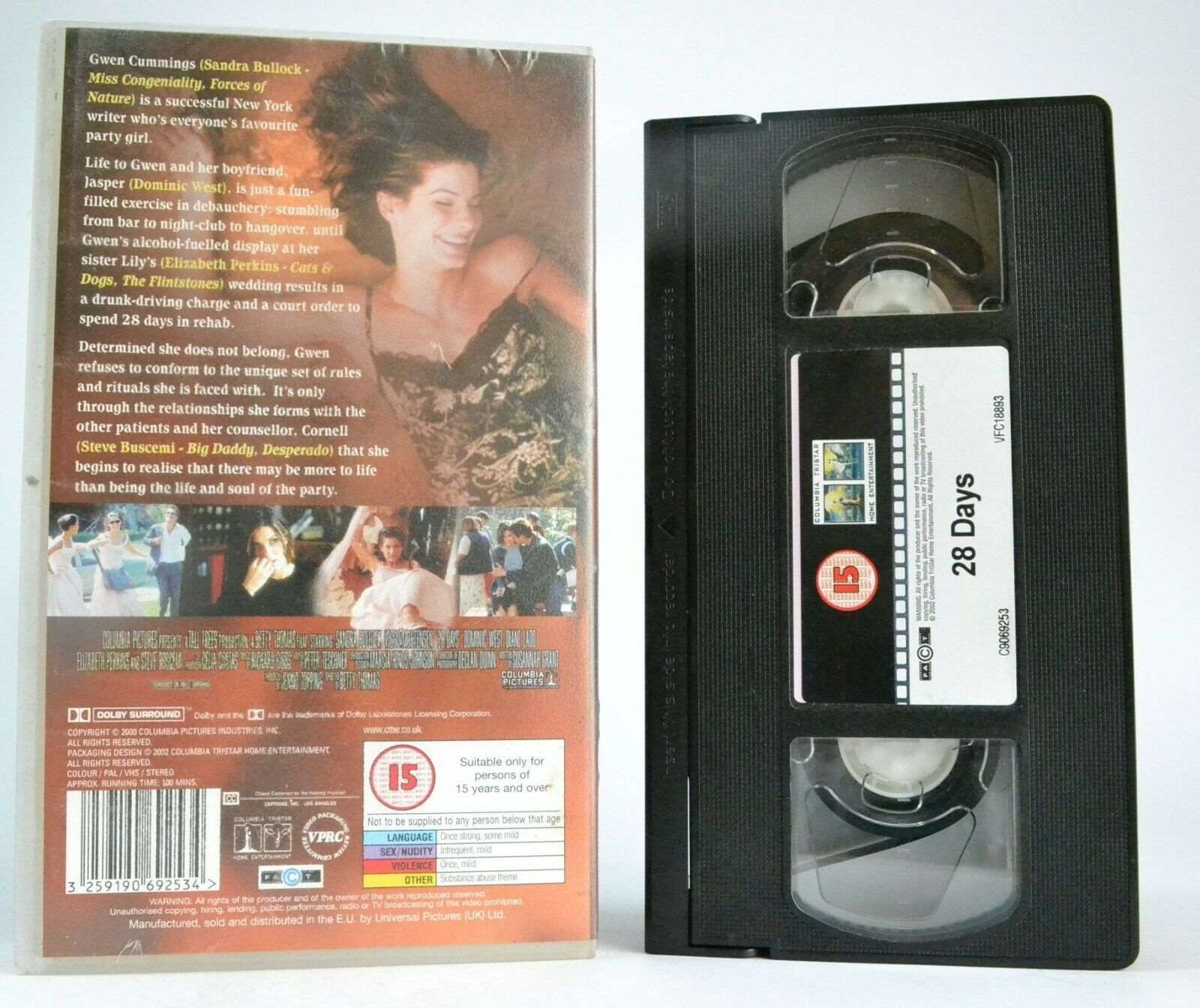 28 Days (2000): Alcoholism Rehabilitation - Drama Comedy - Sandra Bullock - VHS-