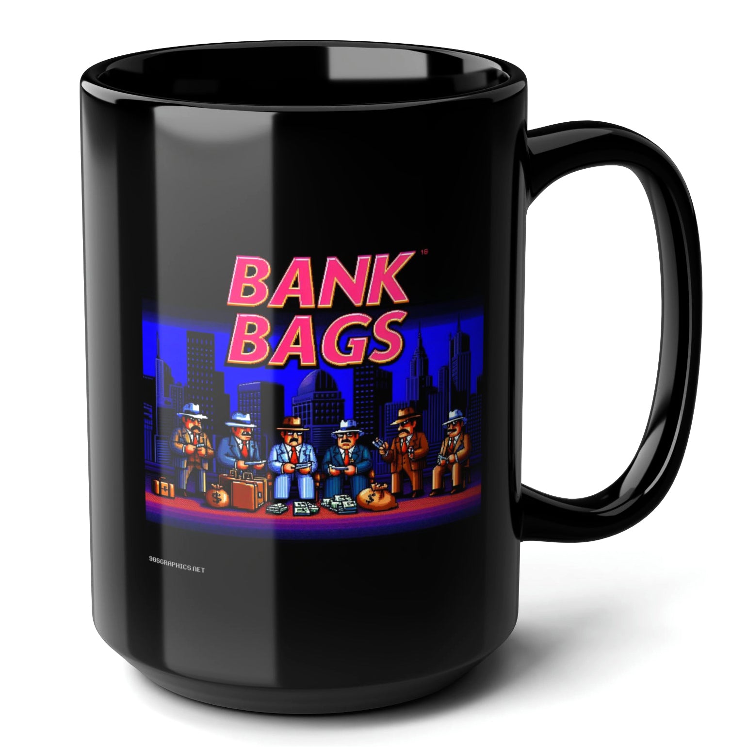 Bank Bags Black Mug (15oz) - gifts for video game lovers-15oz-