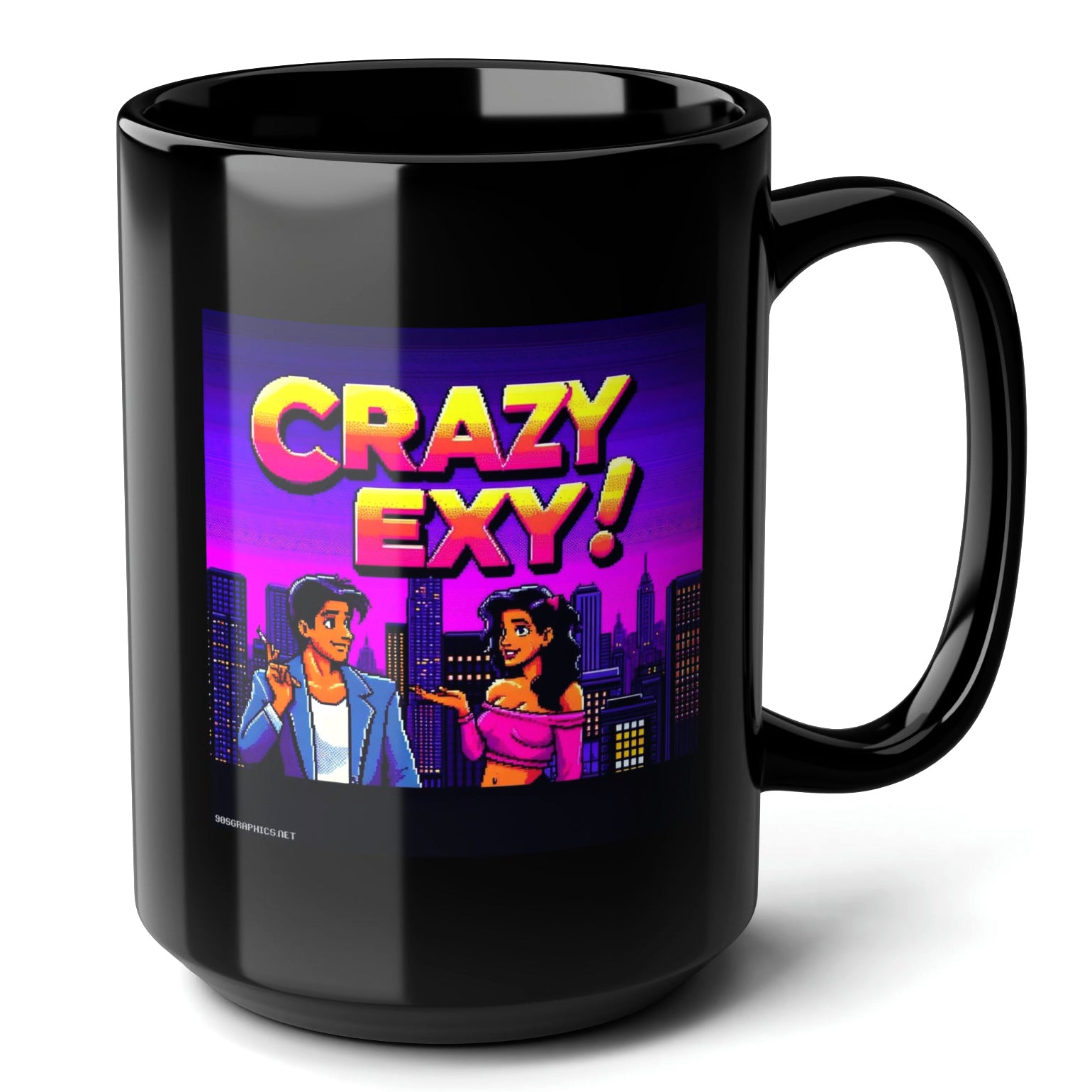 Crazy Exy Black Mug 15oz - quirky mug for gamers-15oz-