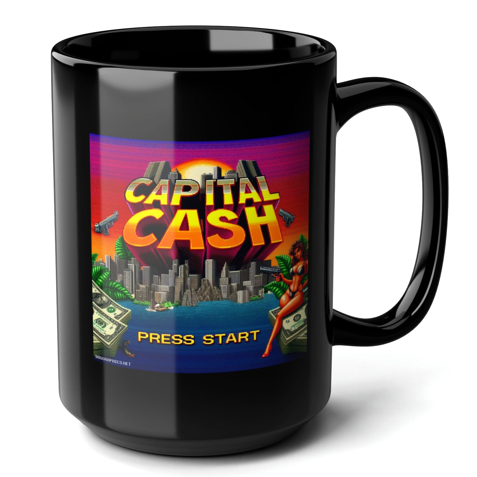 Capital Cash Black Mug (15oz) - gifts for gamer-15oz-