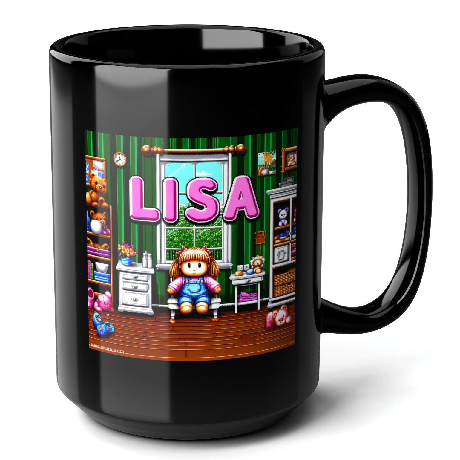 LISA Black Mug, (15oz) - personalized name gifts for Lisa-15oz-