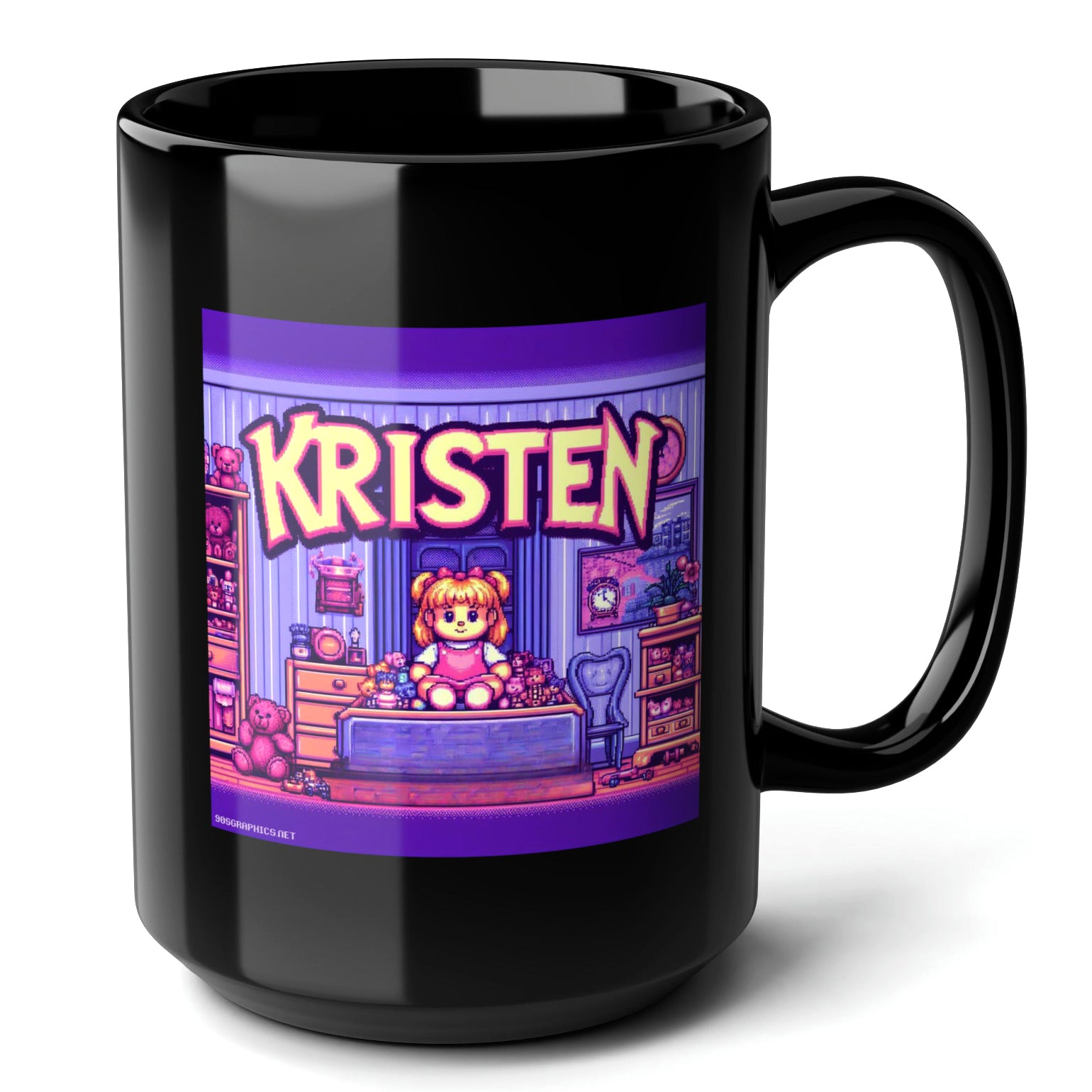 KRISTEN Black Mug, (15oz) - unique name sake gifts for Kristen-15oz-