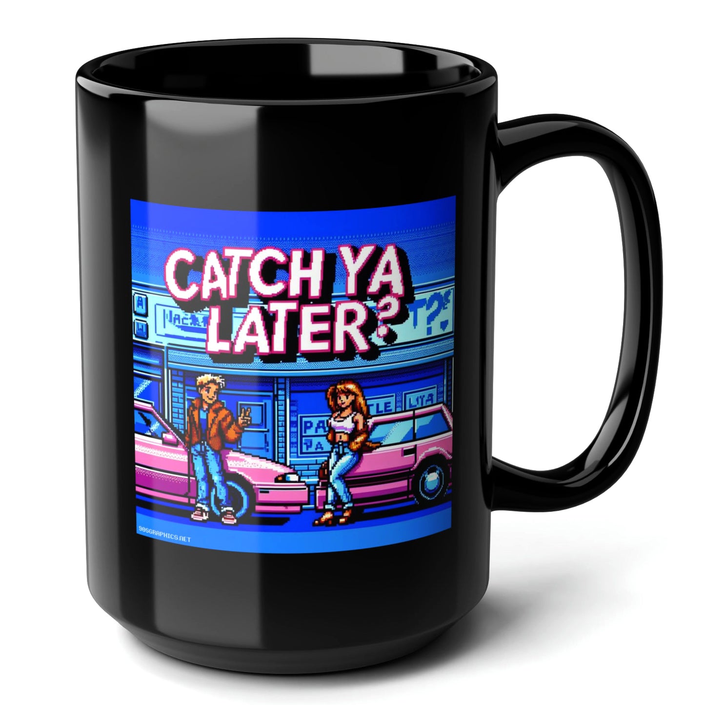 Catch Ya Later Black Mug 15oz - fun gift for game lovers-15oz-