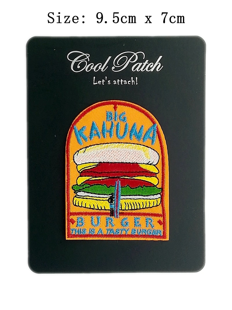 3.7" Big Kahuna "Tasty Burger" - PULP FICTION Movie Prop Replica - Iron On Patch For Uniform - Tarantino Cosplay-