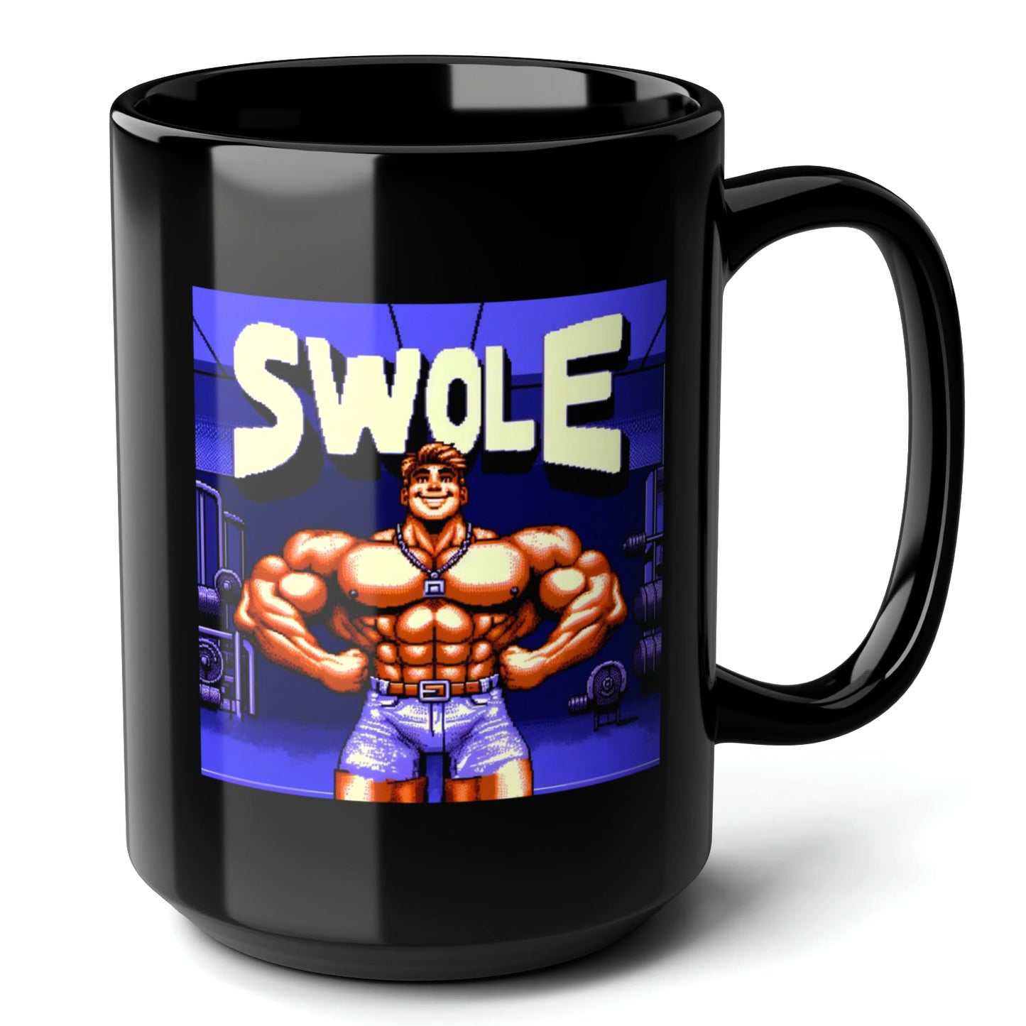 SWOLE Black Mug (15oz) - gym lover things-15oz-