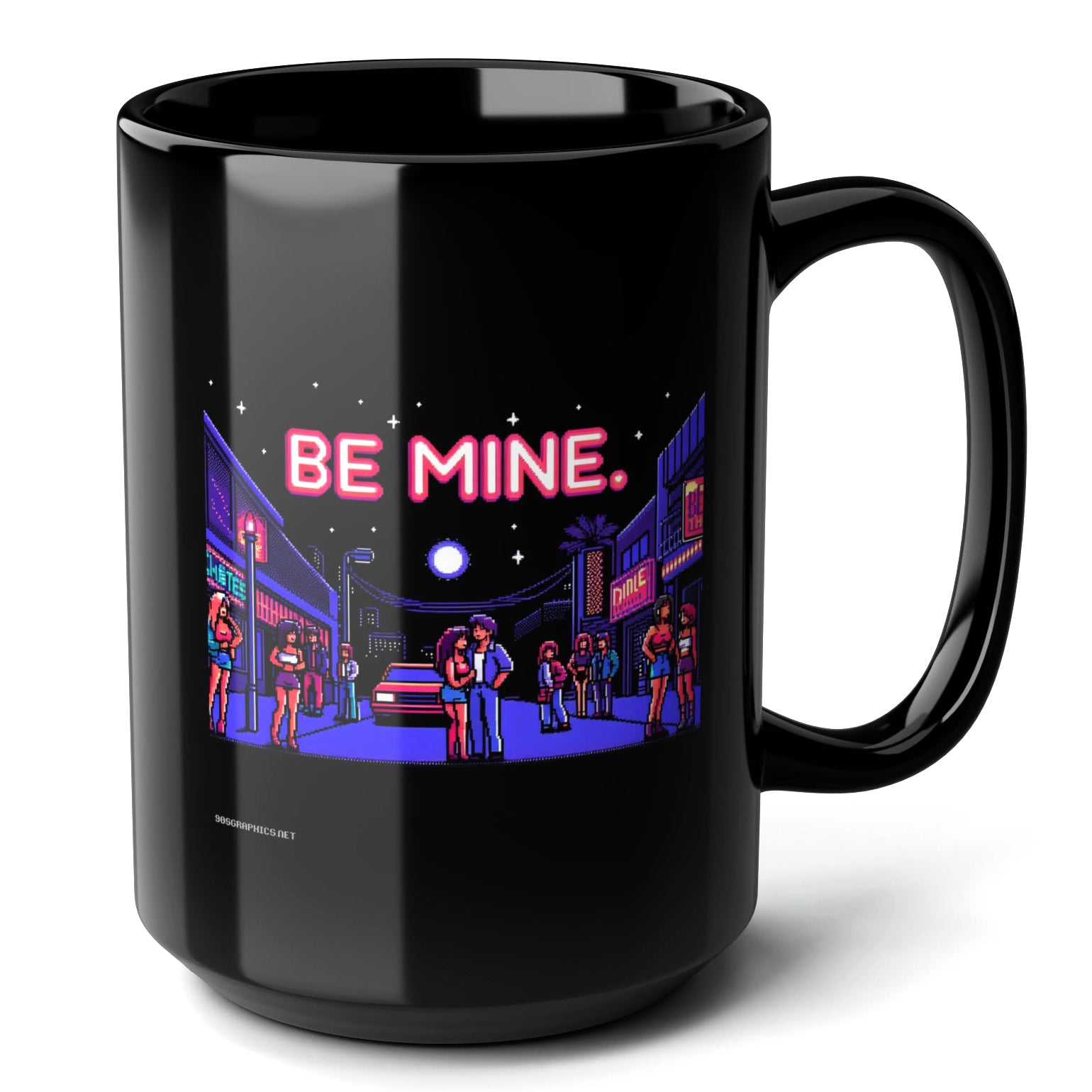 Be Mine Black Mug 15oz - perfect for gamer valentines-15oz-