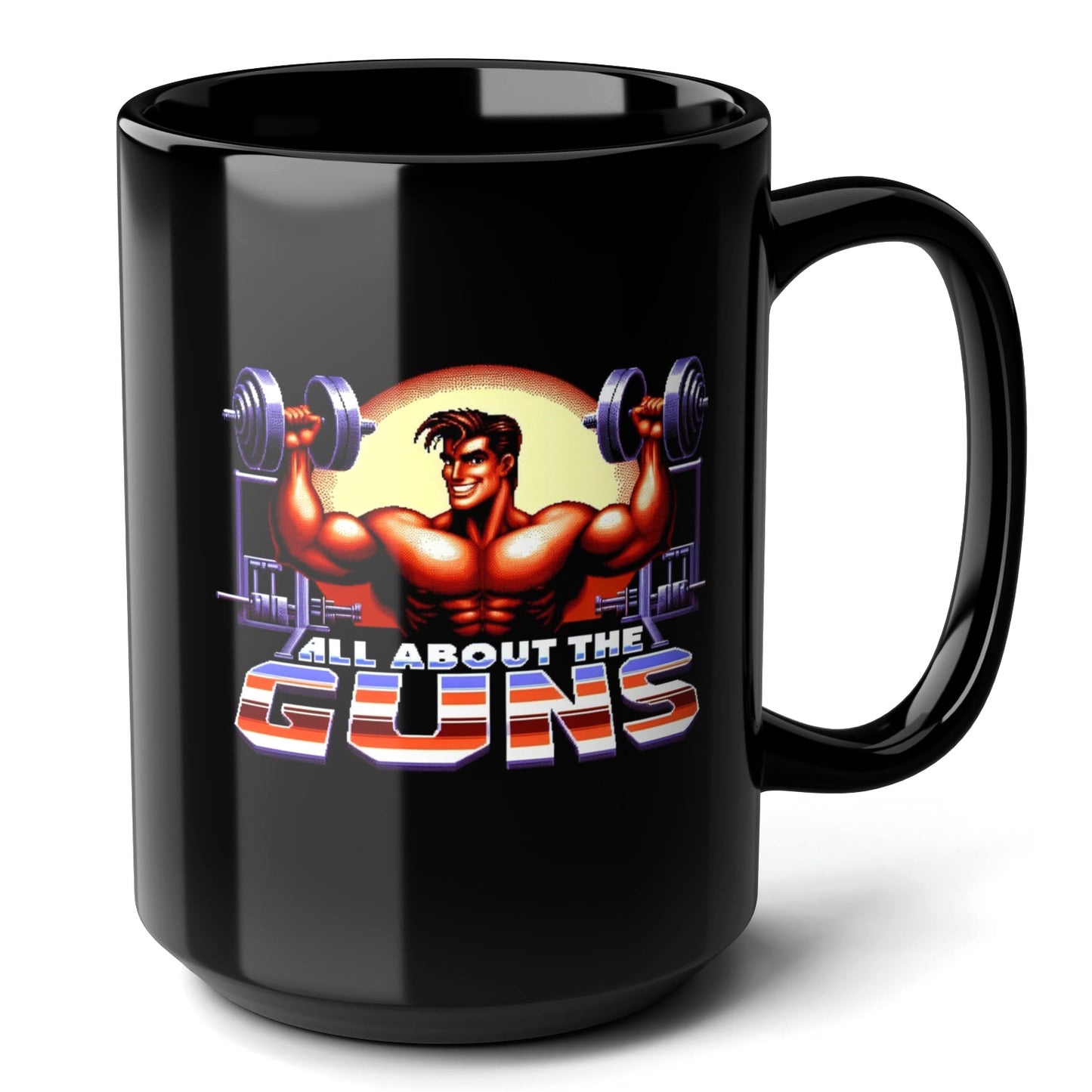 ALL ABOUT THE GUNS Black Mug (15oz) - unique gifts for gym lovers-15oz-