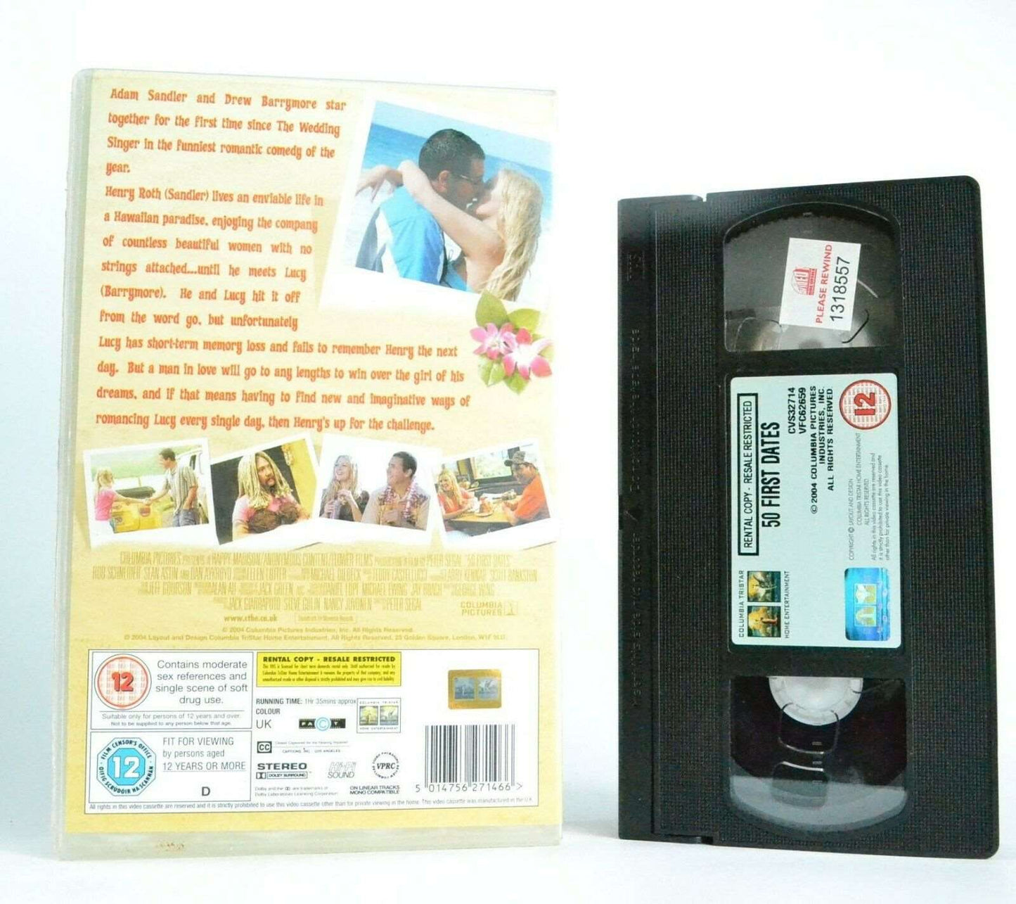 50 First Dates: A.Sandler/D.Barrymore - Romantic Comedy (2004) - Large Box - VHS-