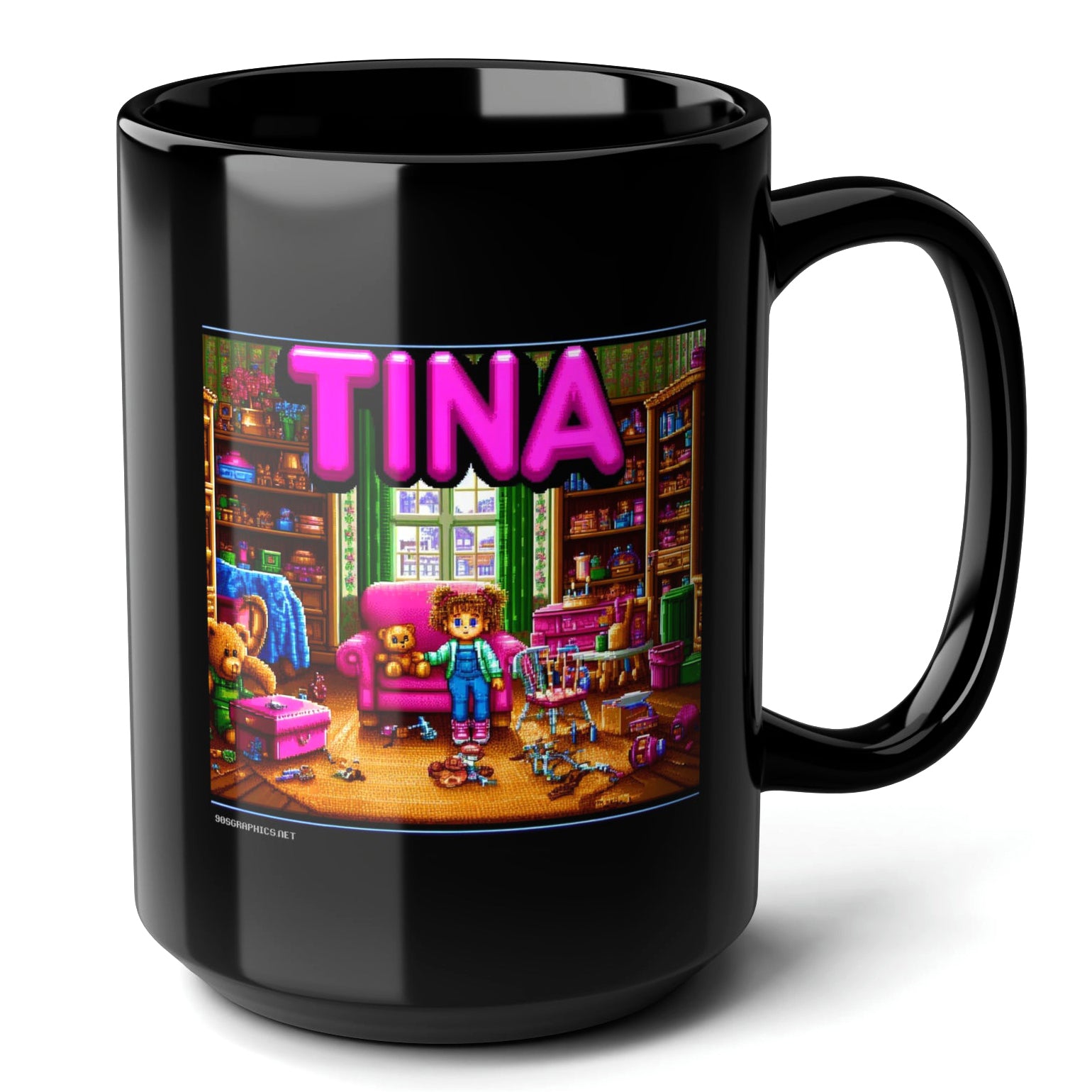 TINA Black Mug, (15oz) - special presents for Tina-15oz-