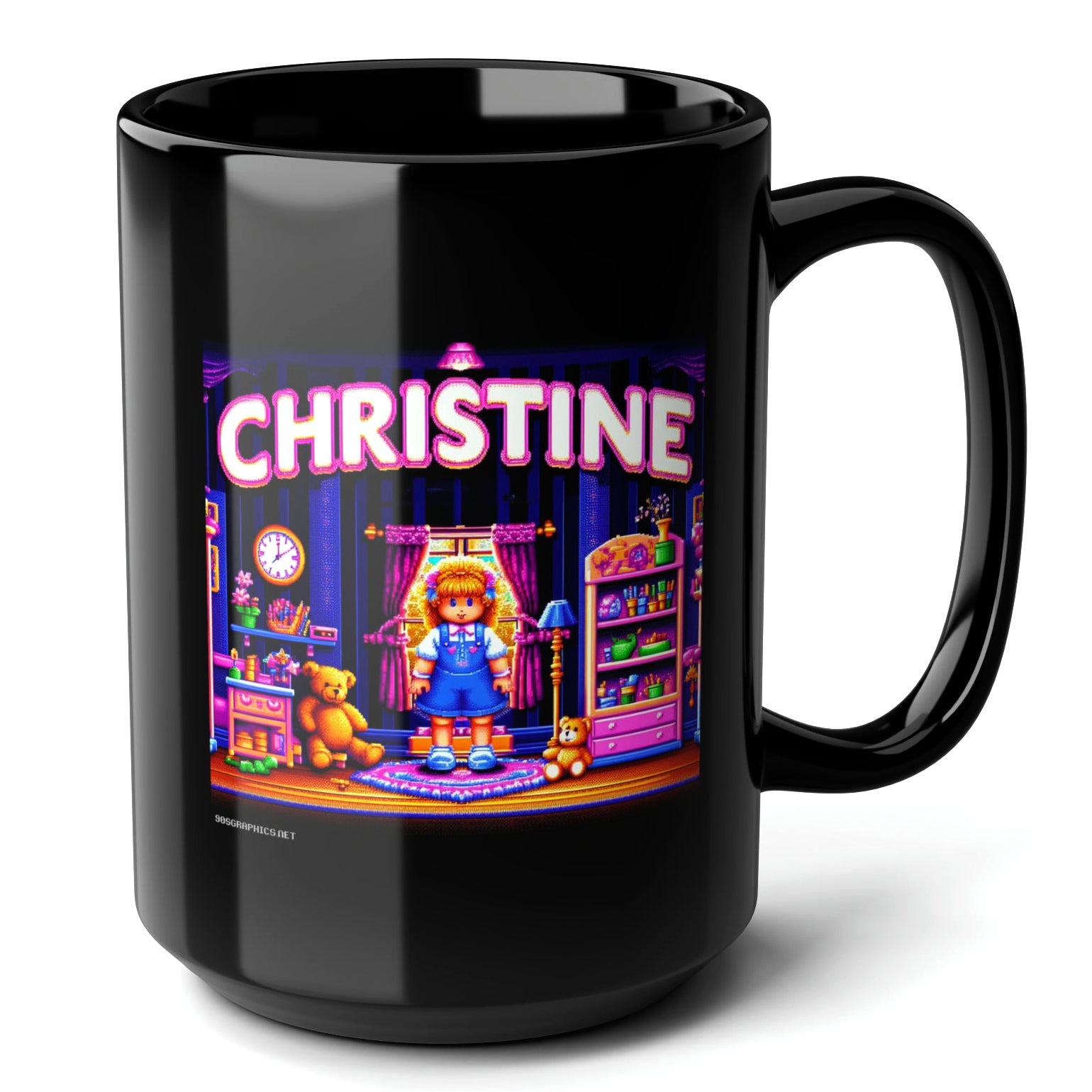 CHRISTINE Black Mug, (15oz)-15oz-