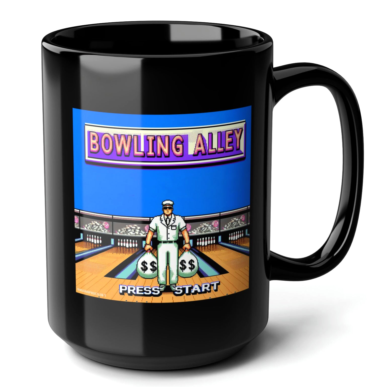 Bowling Alley Black Mug (15oz) - gifts for gamer husband-15oz-